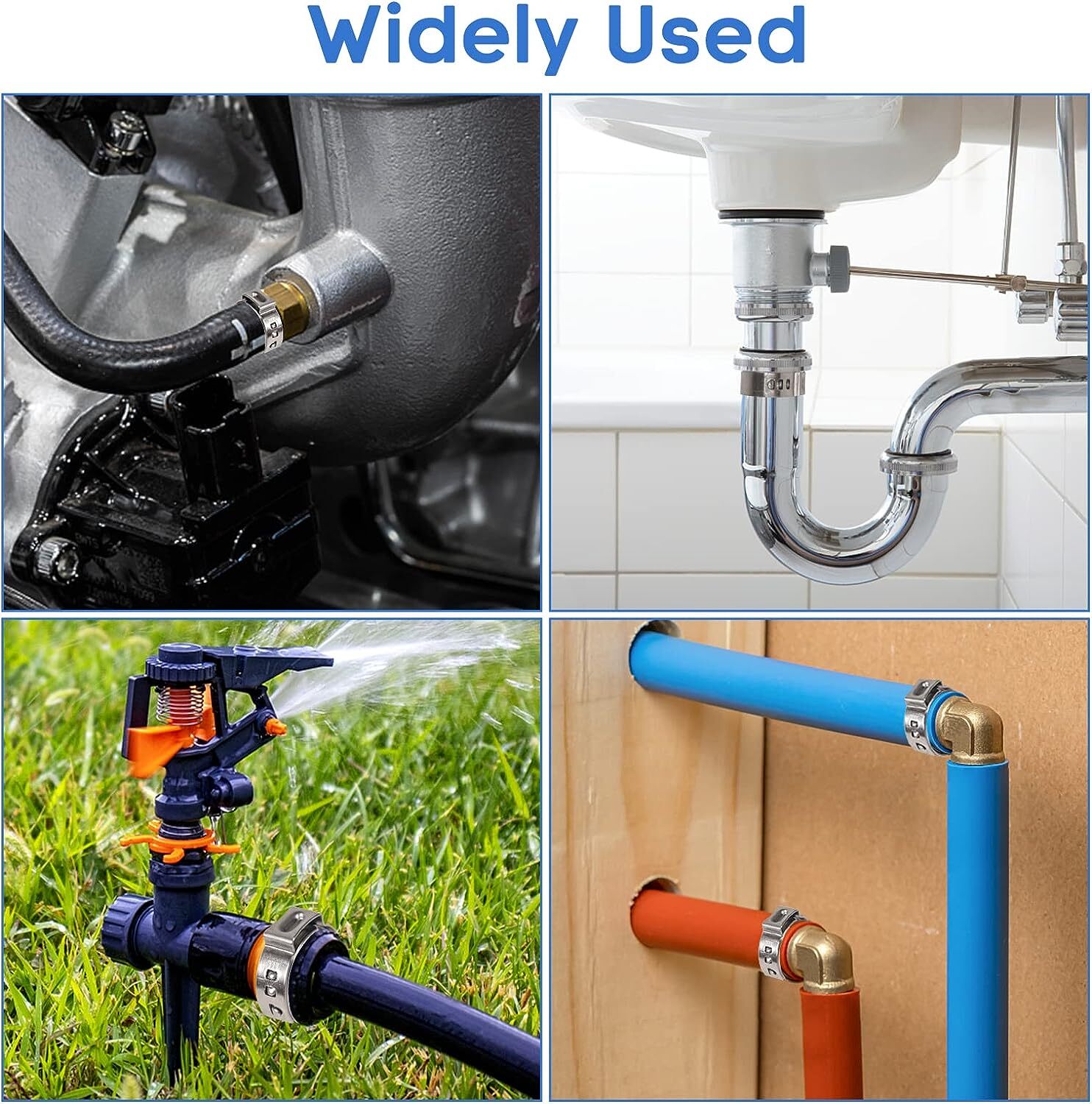 100pcs Hose Clamp Assorted Stainless Steel Ear Cinch Rings Crimp Pinch Set