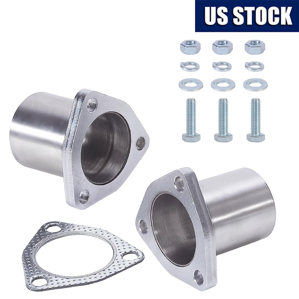 3 BOLTS 2.5" OD Universal Quick Fix Exhaust Triangle Flange Repair Pipe Kit