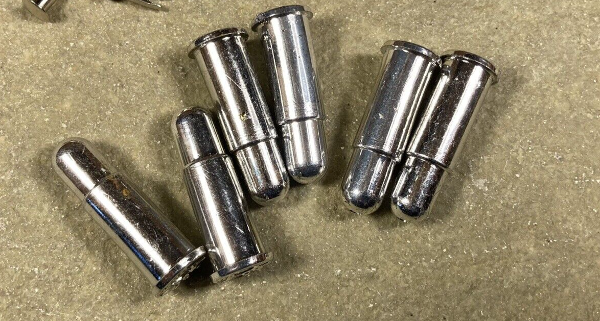 6 Vintage Cap Gun Original Bullets Holster Parts Playset 50s 60s Made in USA