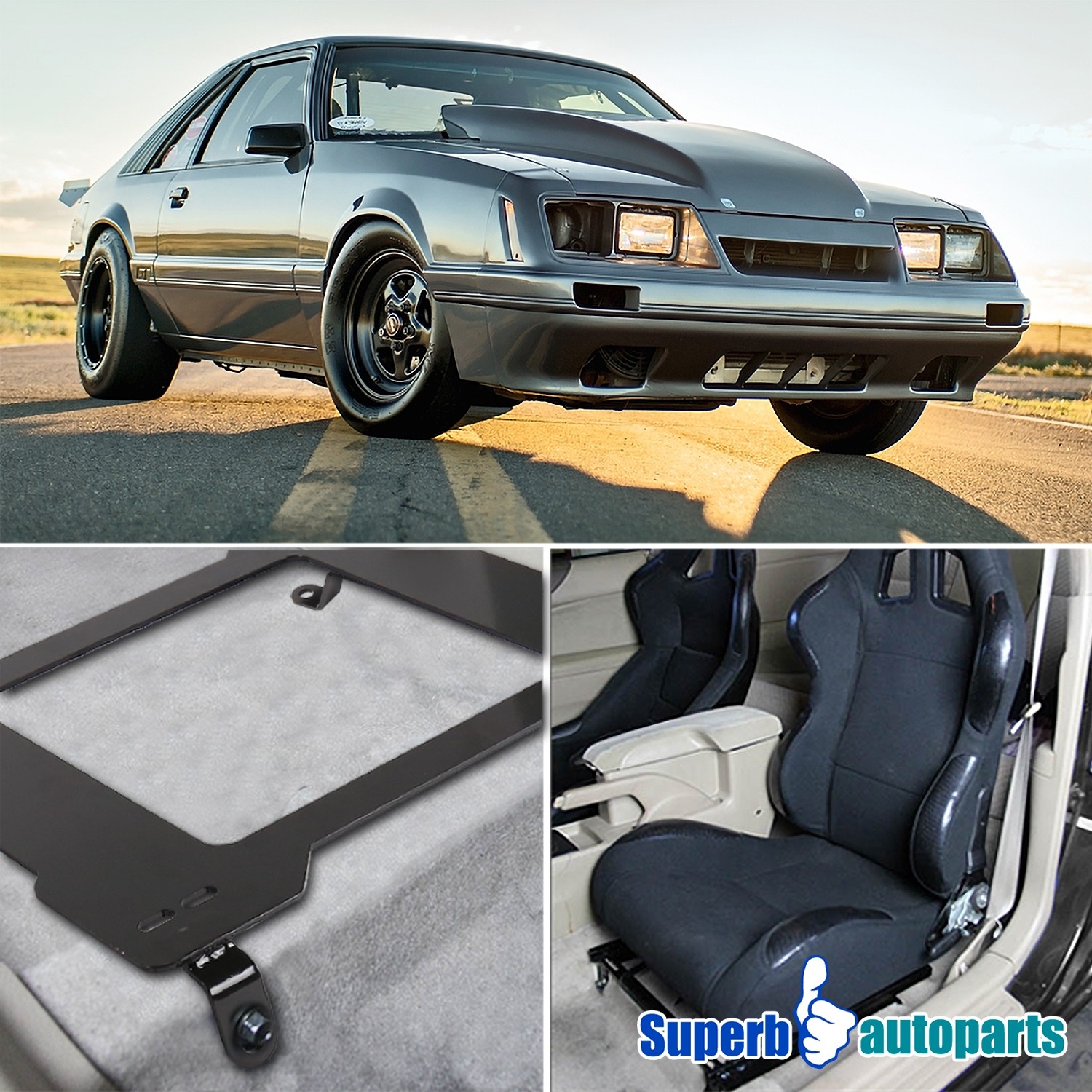 Fits 79-98 Mustang Laser Welded Racing Seat Mounting Brackets Tensile Steel Pair