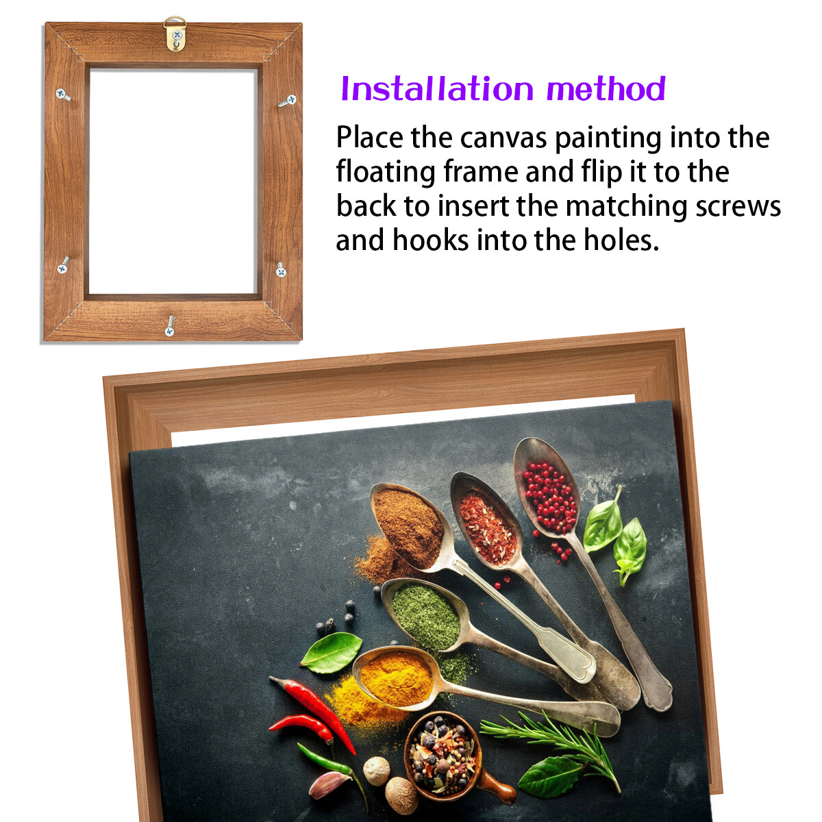 Canvas Floating Frame Wood-Look Floater Frames for Canvas Paintings Frame Decor