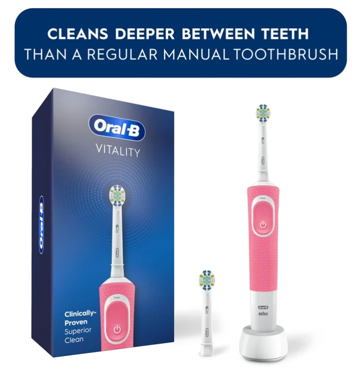 Oral-B Vitality FlossAction Pink Rotating Electric Toothbrush Rechargeable
