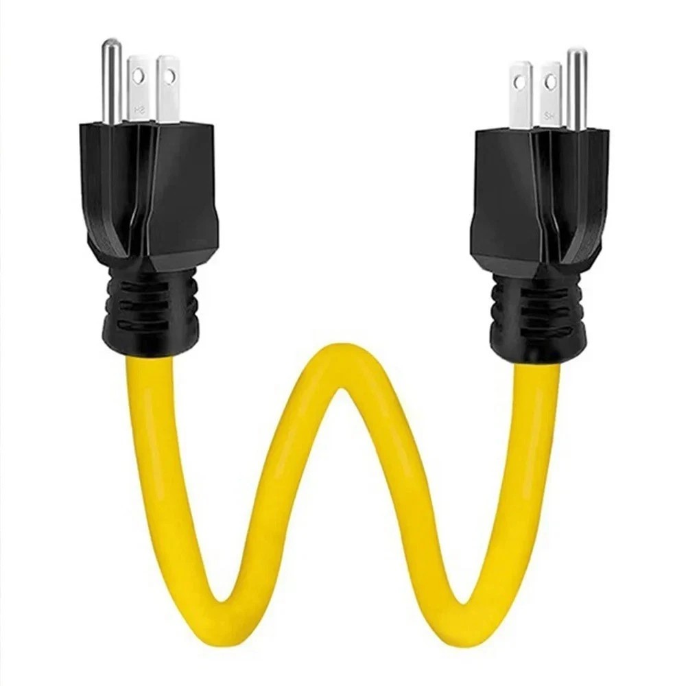 3 Prong Plug 125V Double Male Extension Cord For NEMA 5-15P to 5-15P Yellow