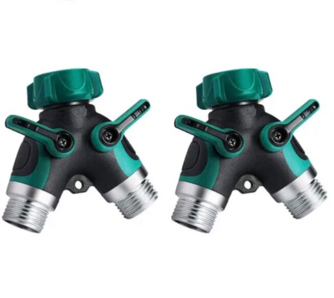 2-Pack 3/4" Water Hose Splitter Dual Garden Y Valve Connector