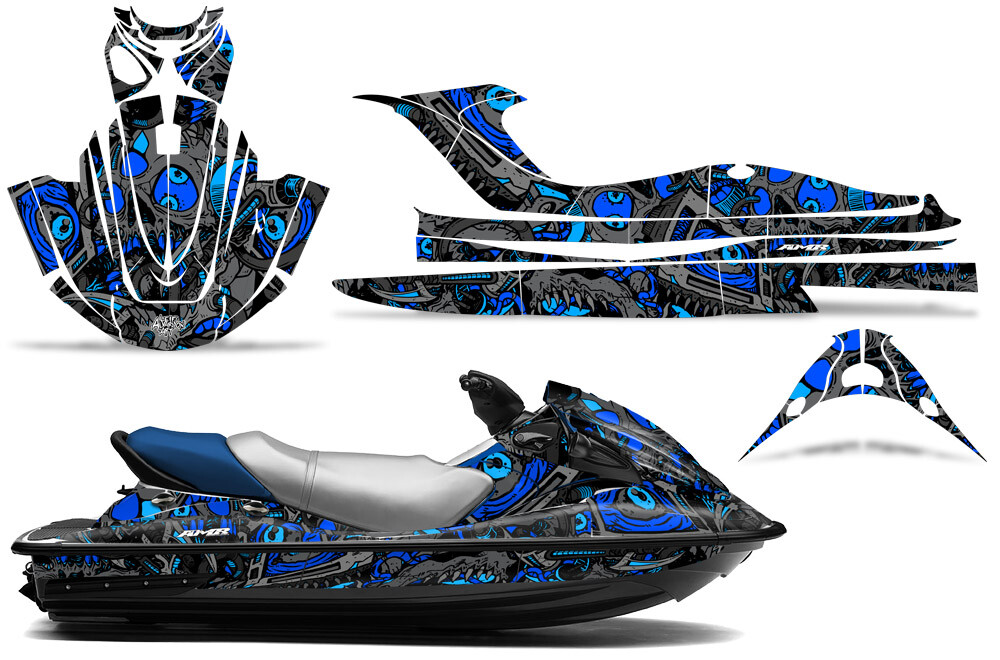 Jet Ski Graphics Sticker Decal Kit For Kawasaki STX15F 2003-2019 TUNE IN BLUE