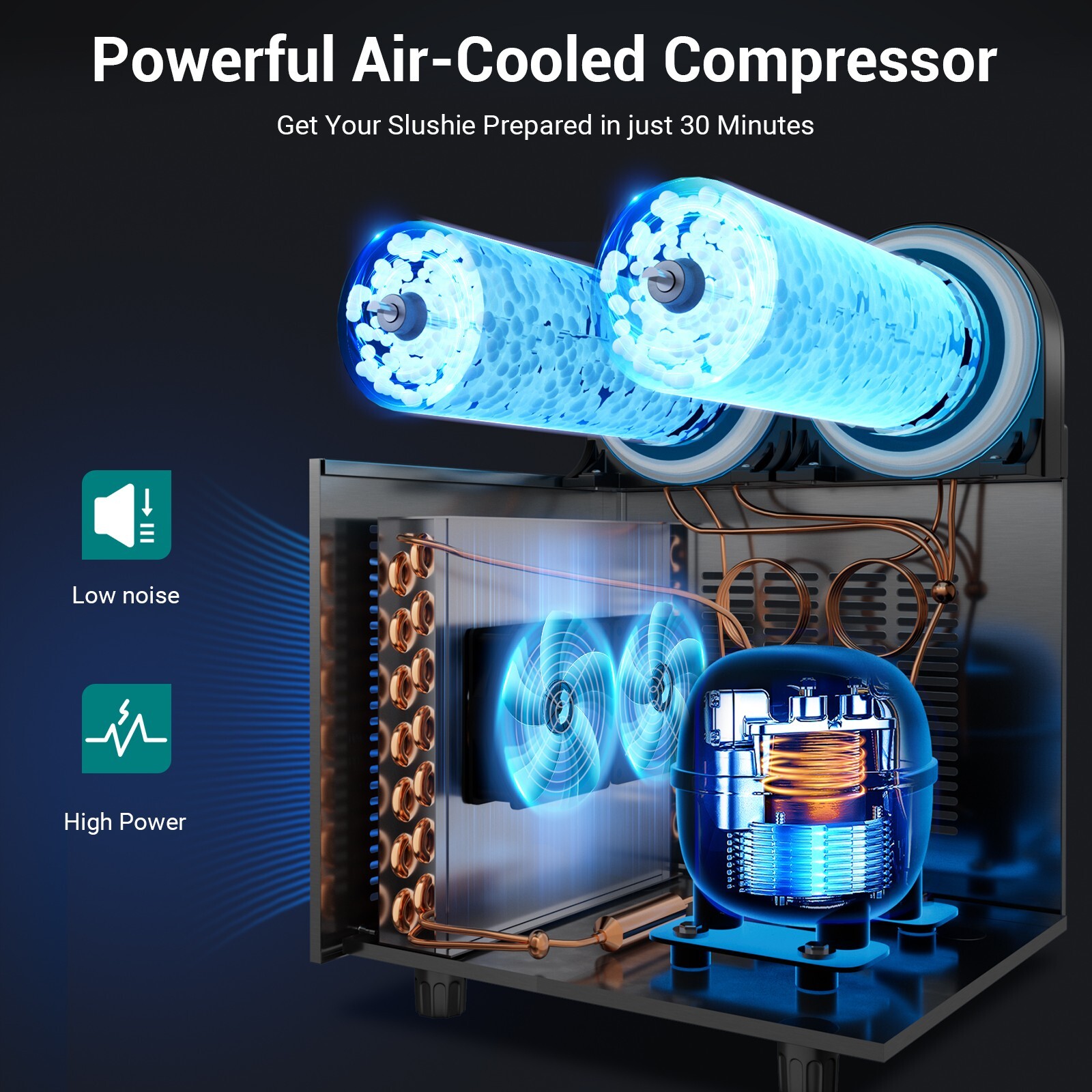 8 Gal Commercial Margarita Machine LED Light 15L×2 Tanks Commercial Frozen Drink