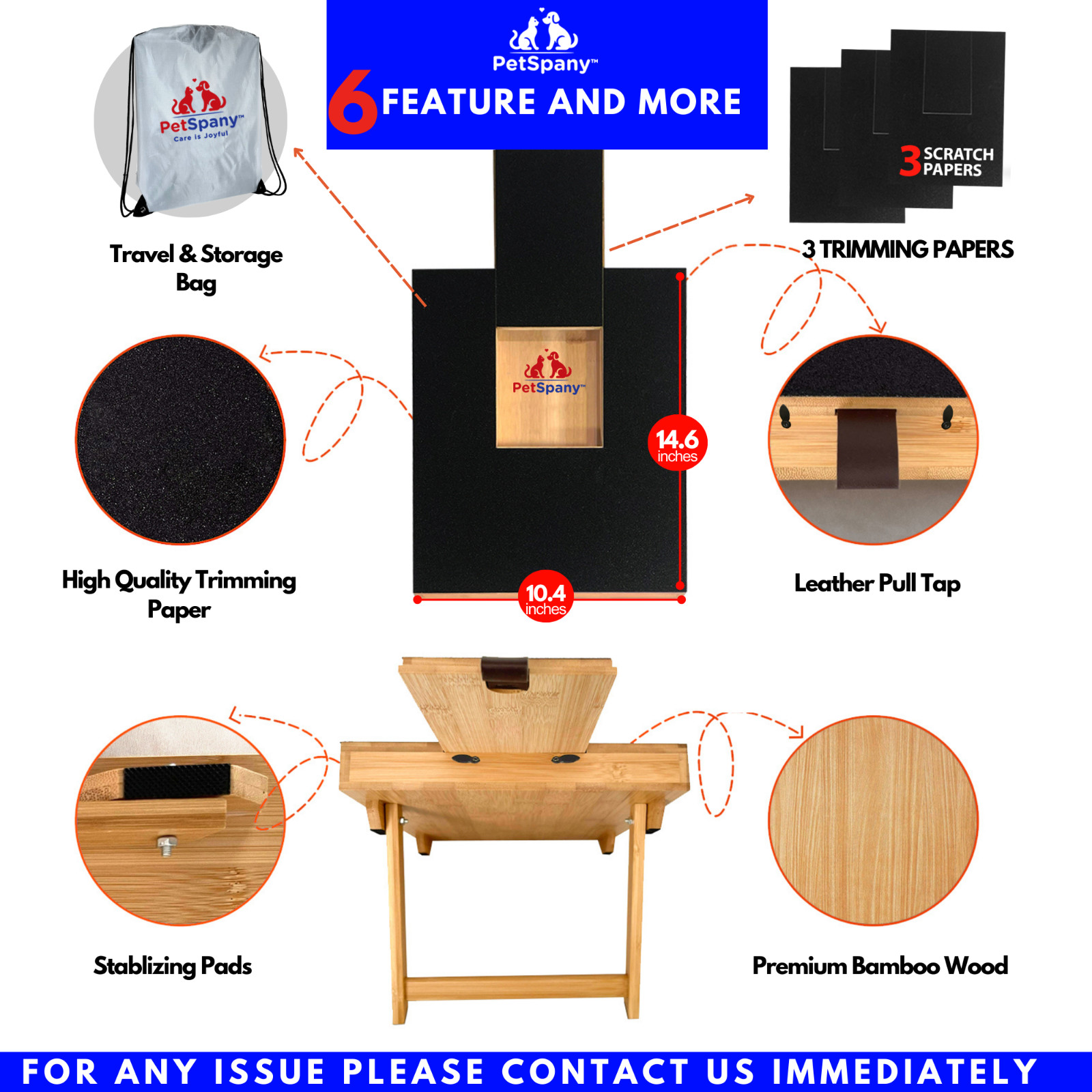 Dog Nail Scratch Board-Bamboo Scratch Pad with Treat Box-Dog Nail File Clipper