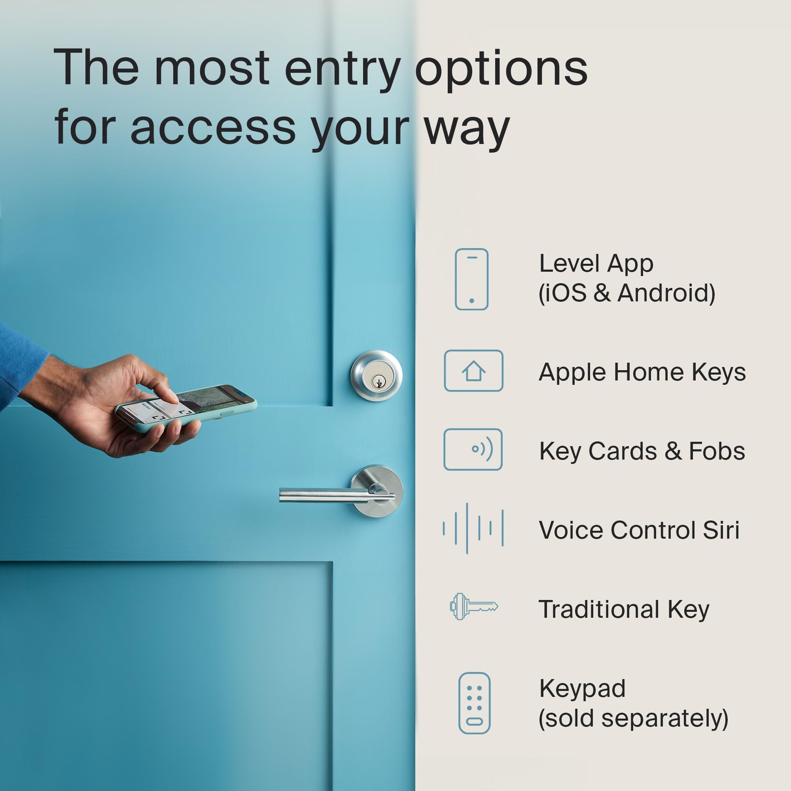 Level Lock+ Deadbolt Smart Lock - World's Smallest Smart Lock Plus Apple