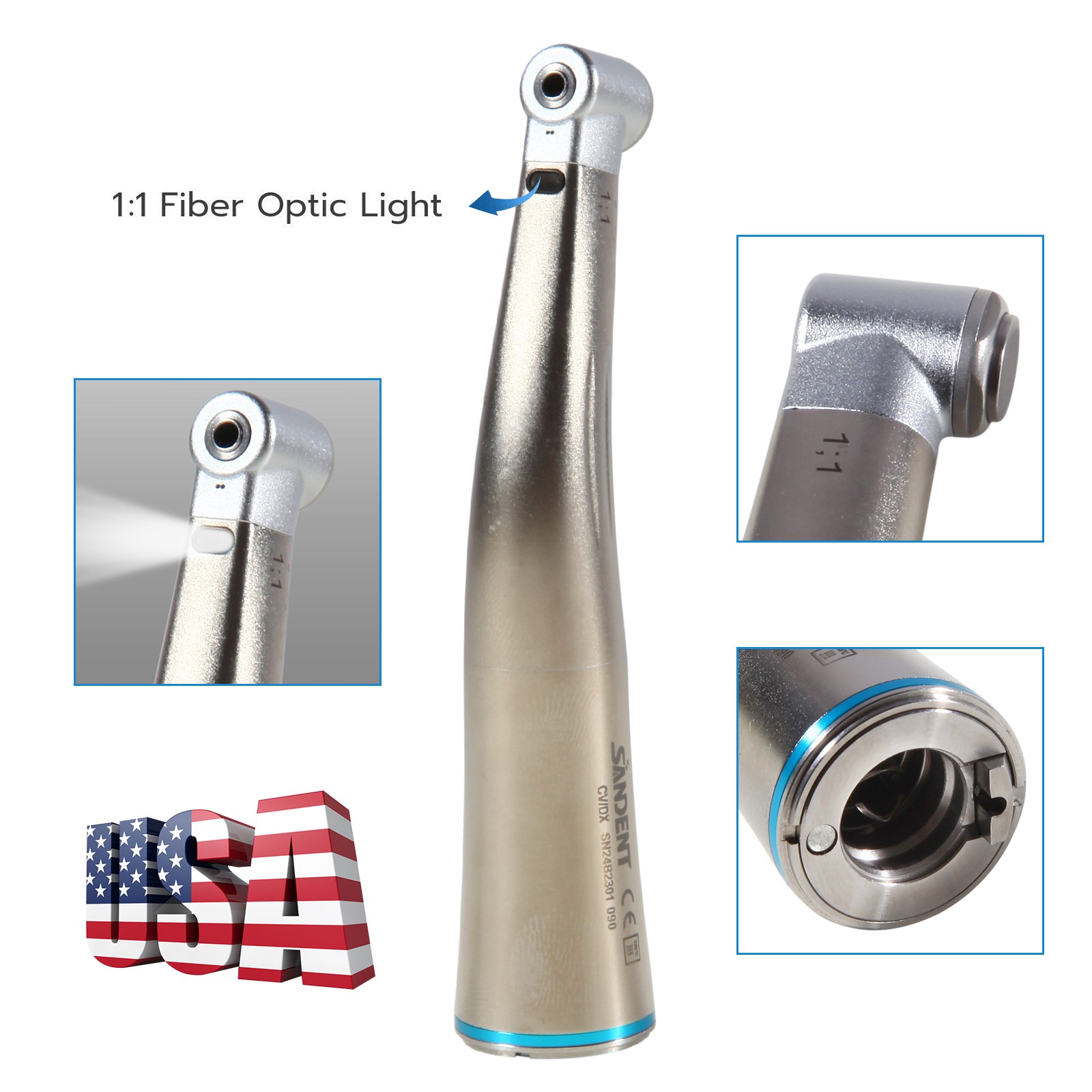Dental Electric Handpiece 1:5/ 1:1 Fiber Optic Contra Angle/ 1:4.2 45° Surgical