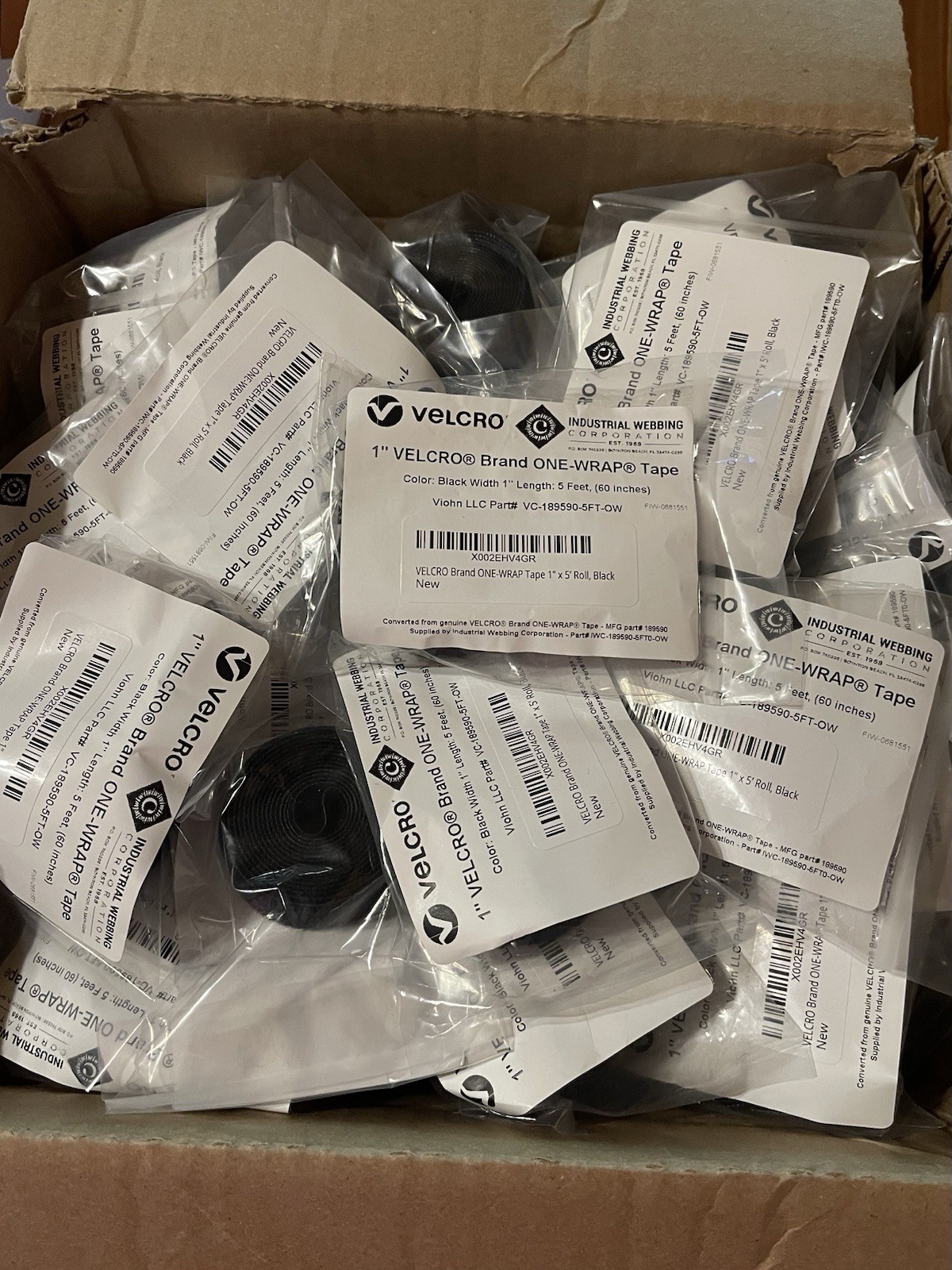 2 pkgs for $16 VELCRO Brand ONE-WRAP Hook & Loop DBL Sided Tape 1 x 5ft Black