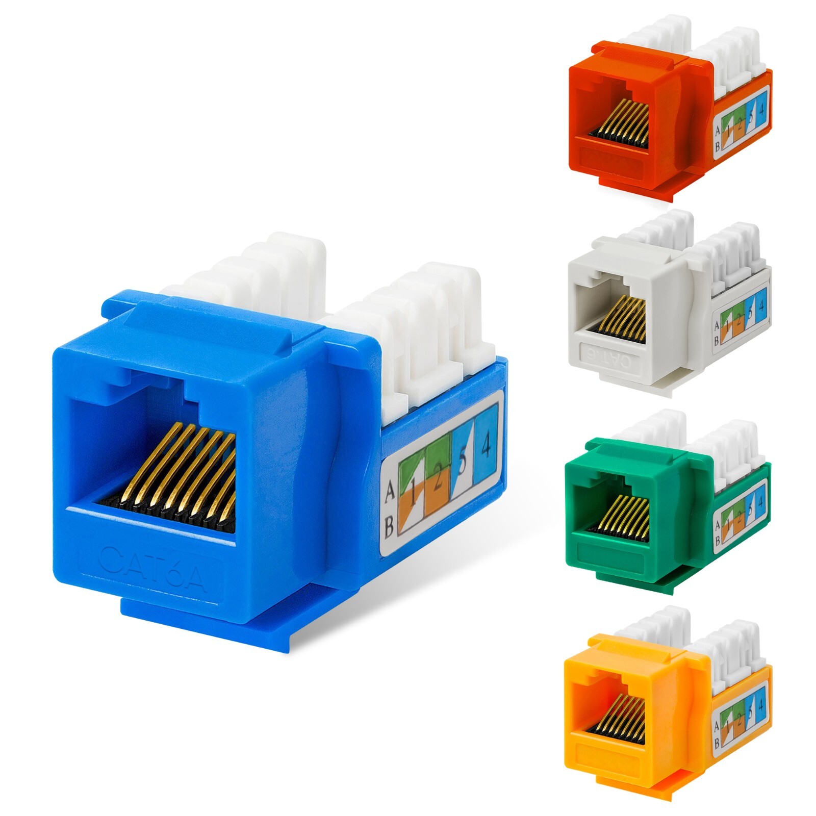 Lot of Cat6A RJ45 Keystone Jacks 90 Network Connectors - 110 Punch Down 8P8C