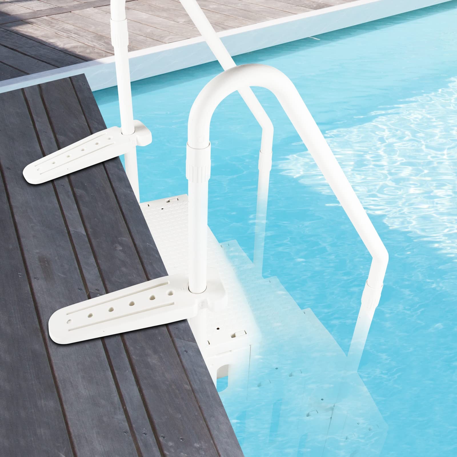 Heavy-Duty Swimming Pool Ladder 4 Step Above Ground with Handrails White