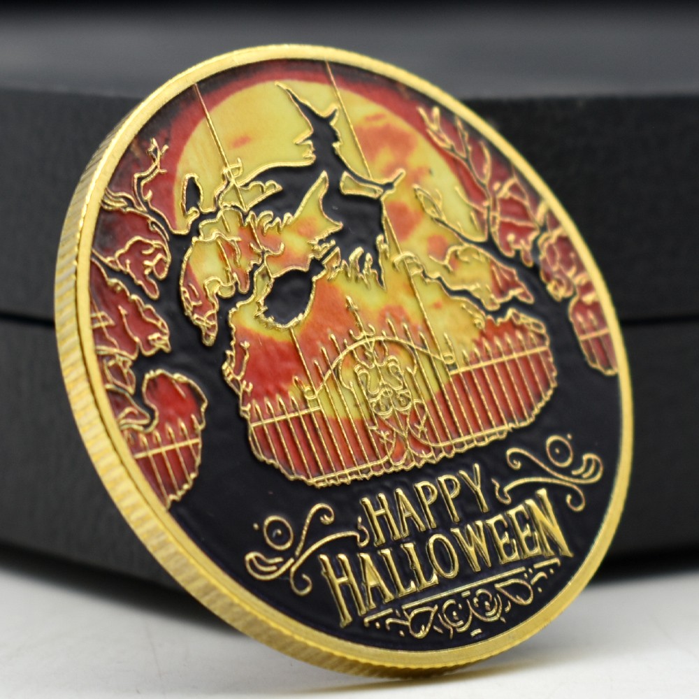 Happy Halloween Gold-Plated Challenge Coin Collectible Souvenir Gift Medal