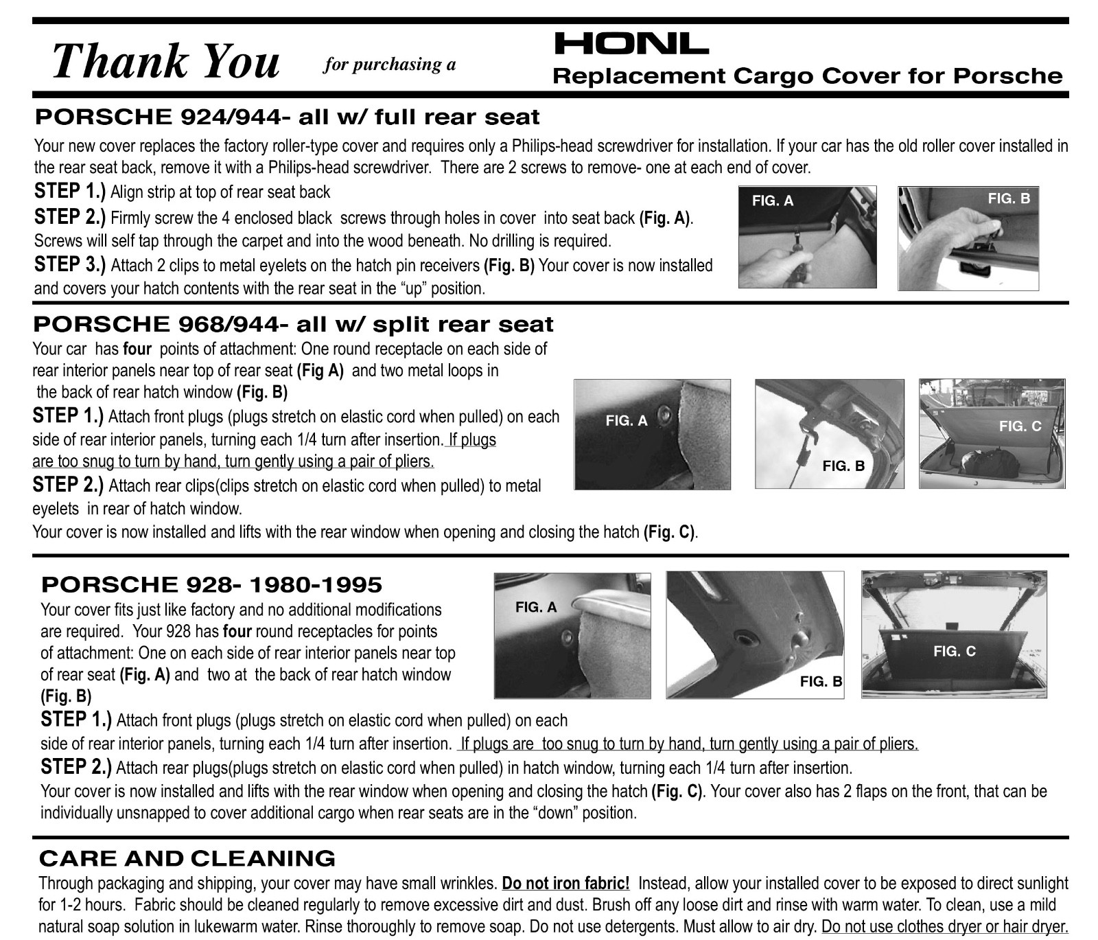 Porsche 944 / 924 Cargo Hatch - Luggage - Boot Cover, BLACK, NEW