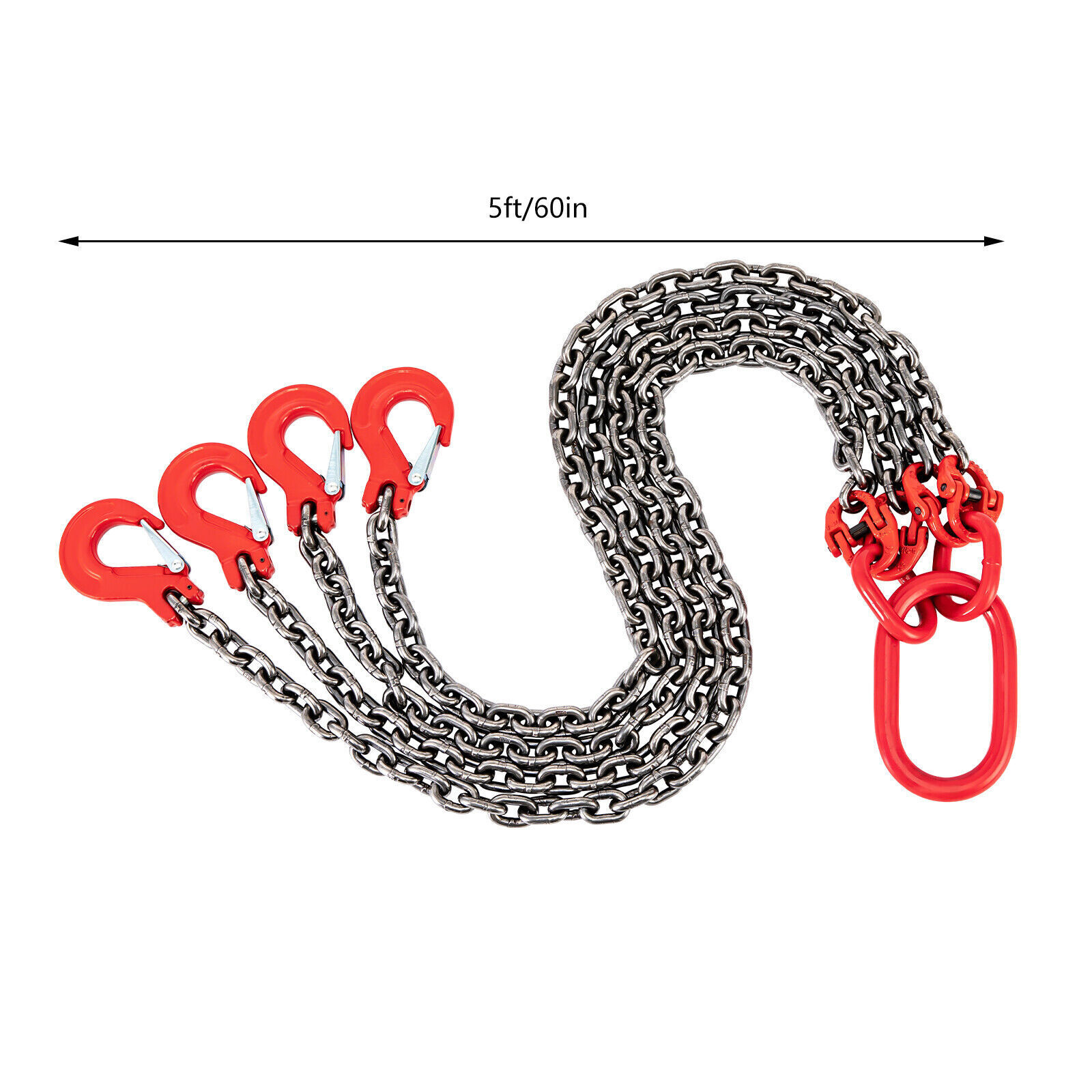 5Ton Chain Sling 5/16" in 4 Legs with Sling Hooks G80 Lifting Chain Sling Red