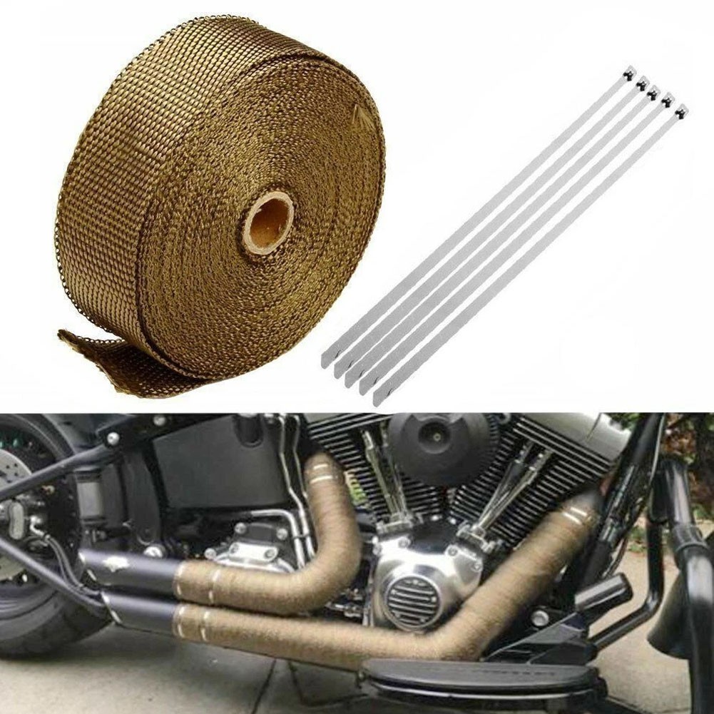 2" x 50' Titanium Exhaust Wrap for Car Headers with Stainless Steel Zip Ties