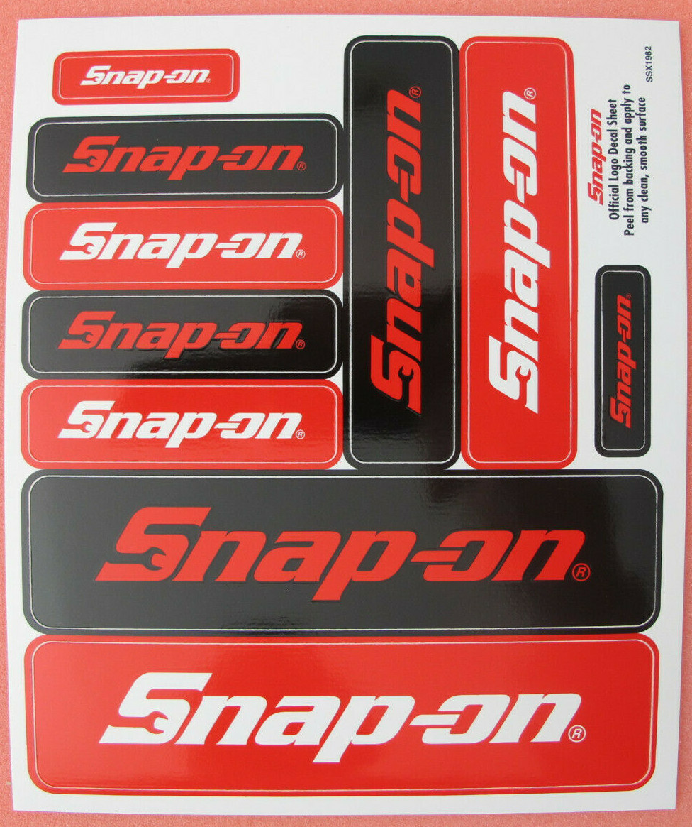 Genuine Snap-on Tools Logo Decal Sticker Sheet with 10 Various Size Stickers