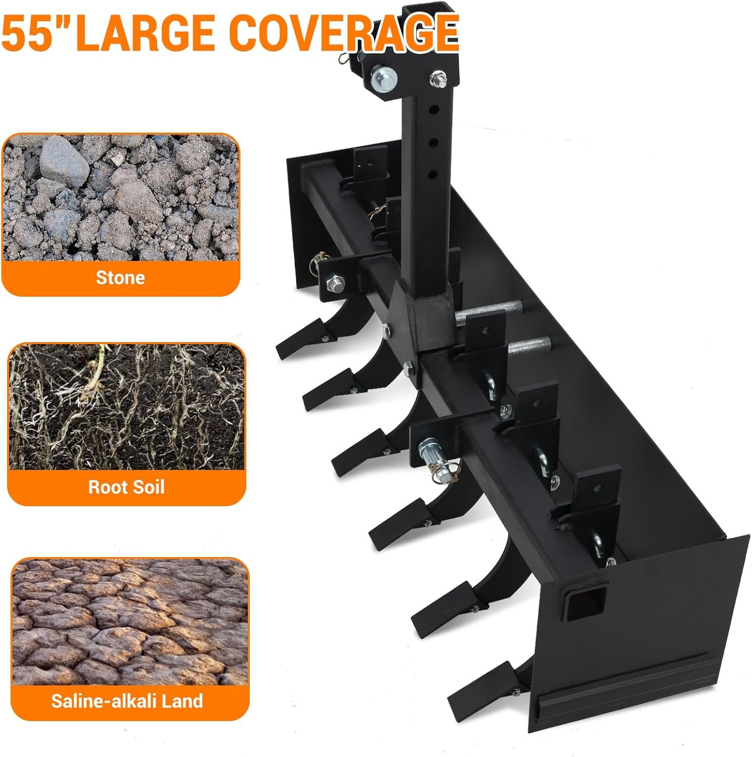 55" Tow Behind Box Scraper Box Blade 3-Point Quick Hitch For Cat 0 Cat 1 Tractor