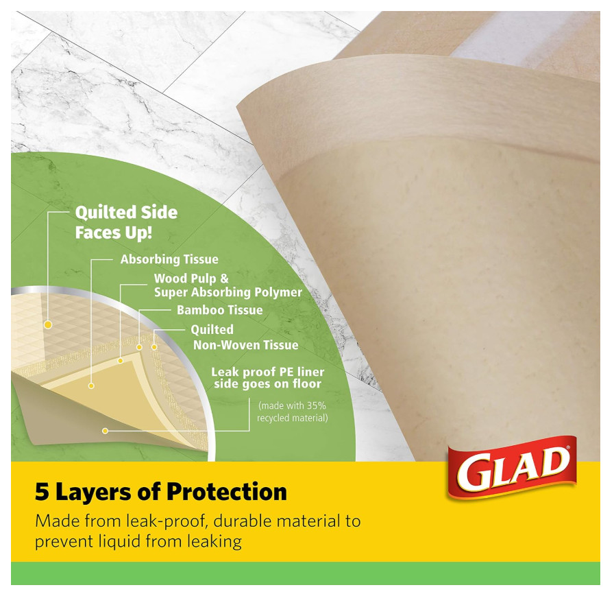 Glad for Pets Earth Friendly Training Pads, 85 - 22x22 in Puppy Pads