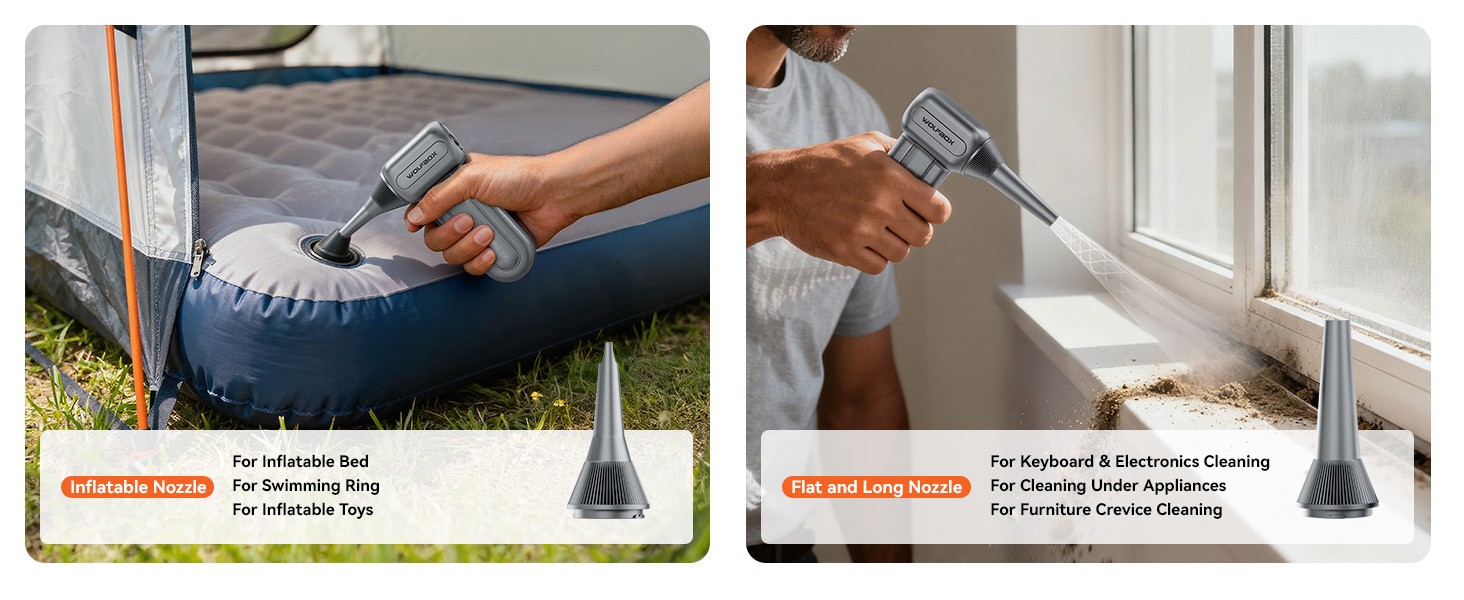 WOLFBOX DF60 110000RPM Cordless Air Duster 3-Speed with 5 Nozzles, Fast Charging