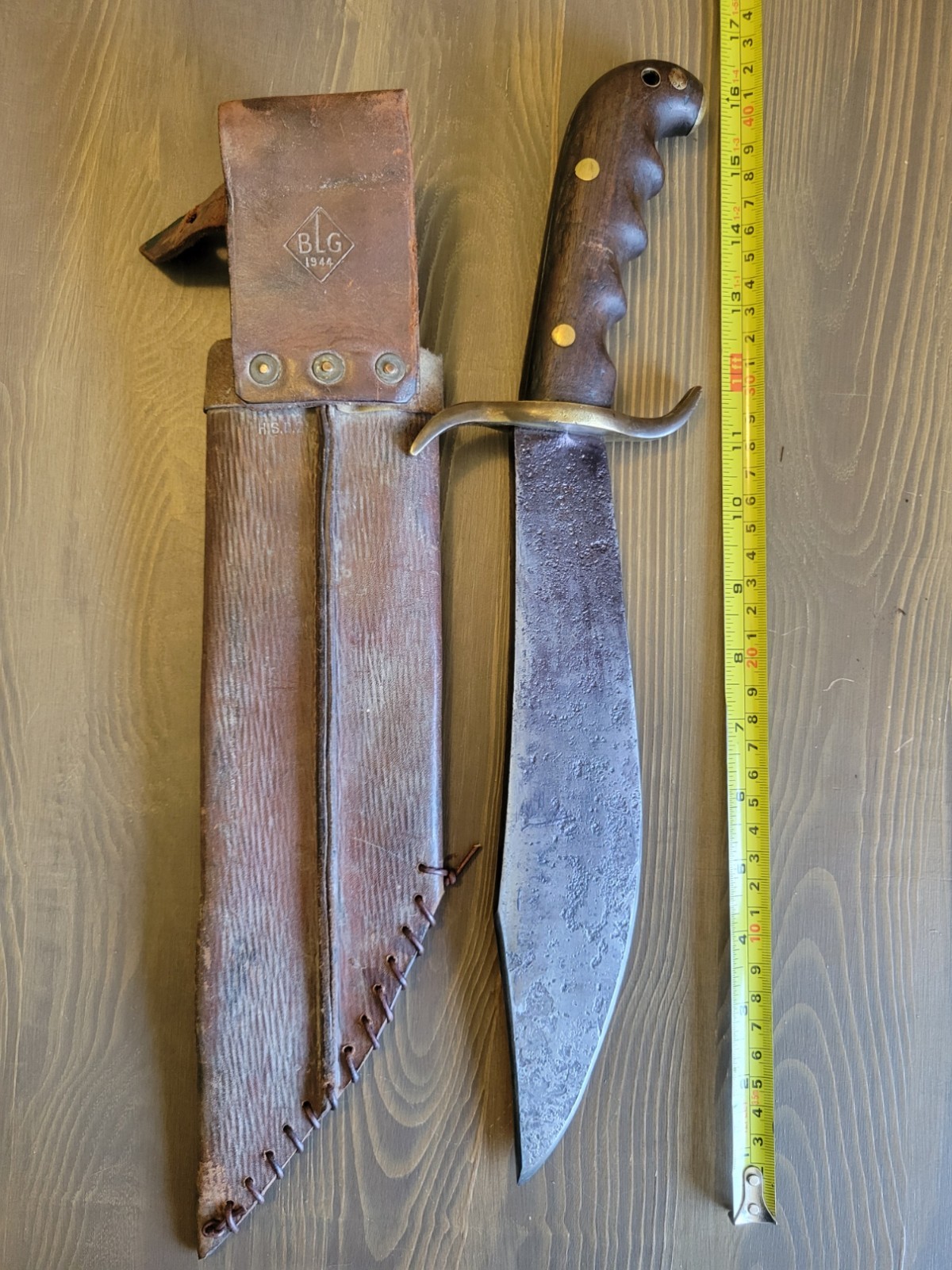 WWI Bolo/Bowie Knife Dated 1914 w/WWII Sheath Dated 1944