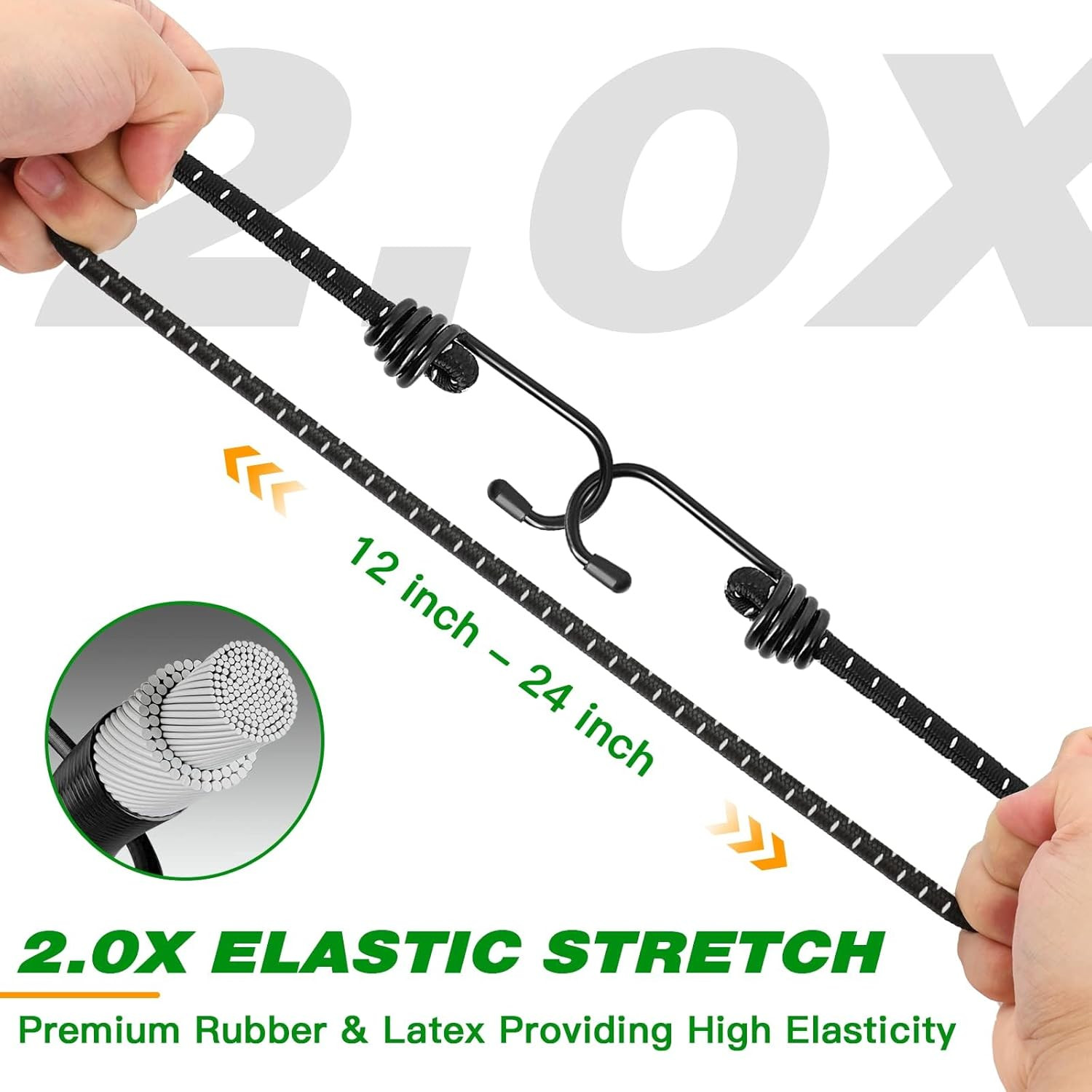 Bungee Cords with Hooks 12 Inch - Black Bungee Cords Heavy Duty Outdoor - Assort