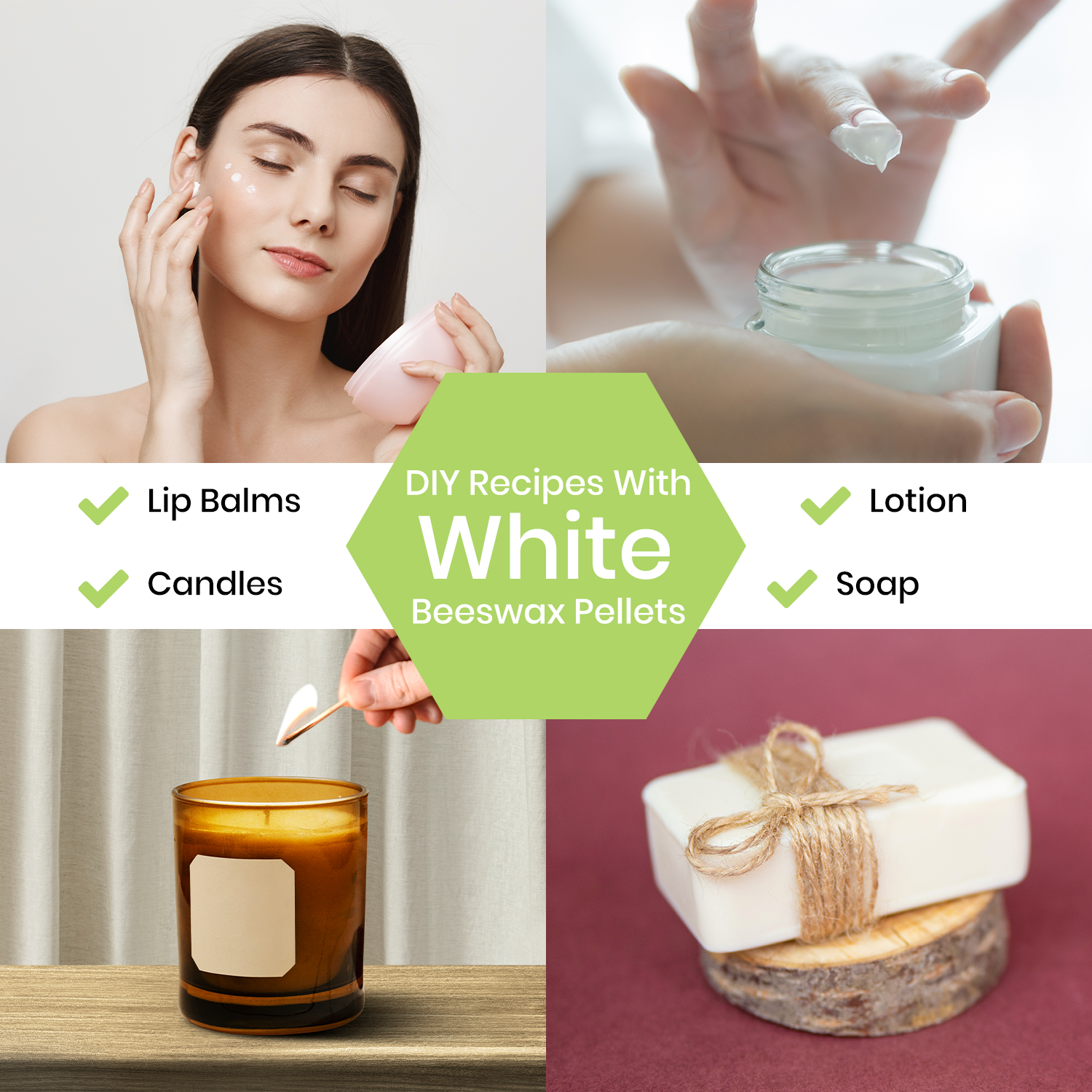 WHITE BEESWAX PASTILLES BEES WAX PURE NATURAL BEARDS PREMIUM 2 OZ