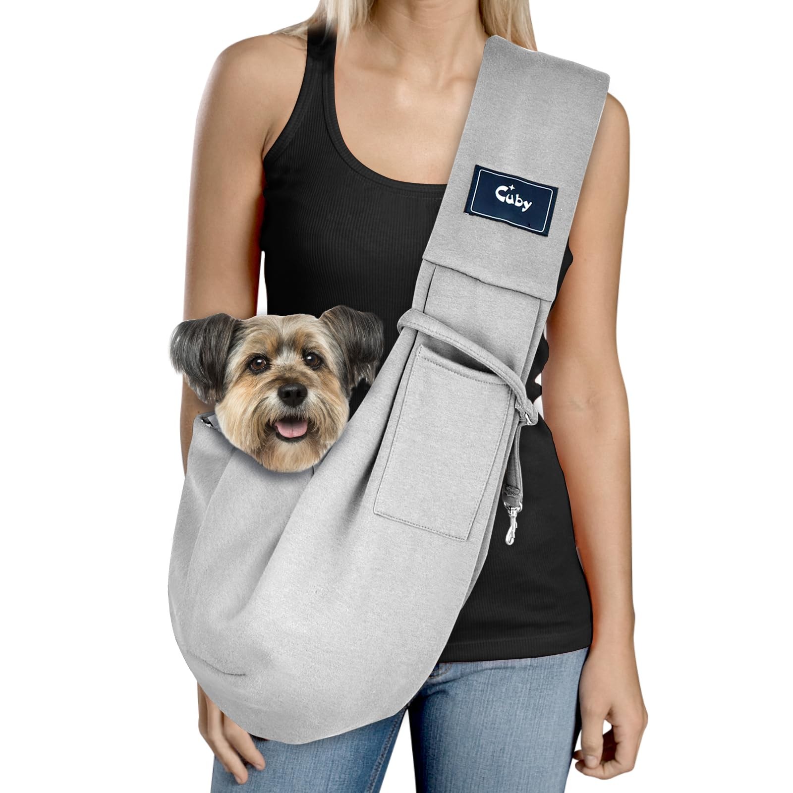 Dog Cat Sling Carrier Hands Free Reversible Pet Pouch Bag for Small Pets Grey
