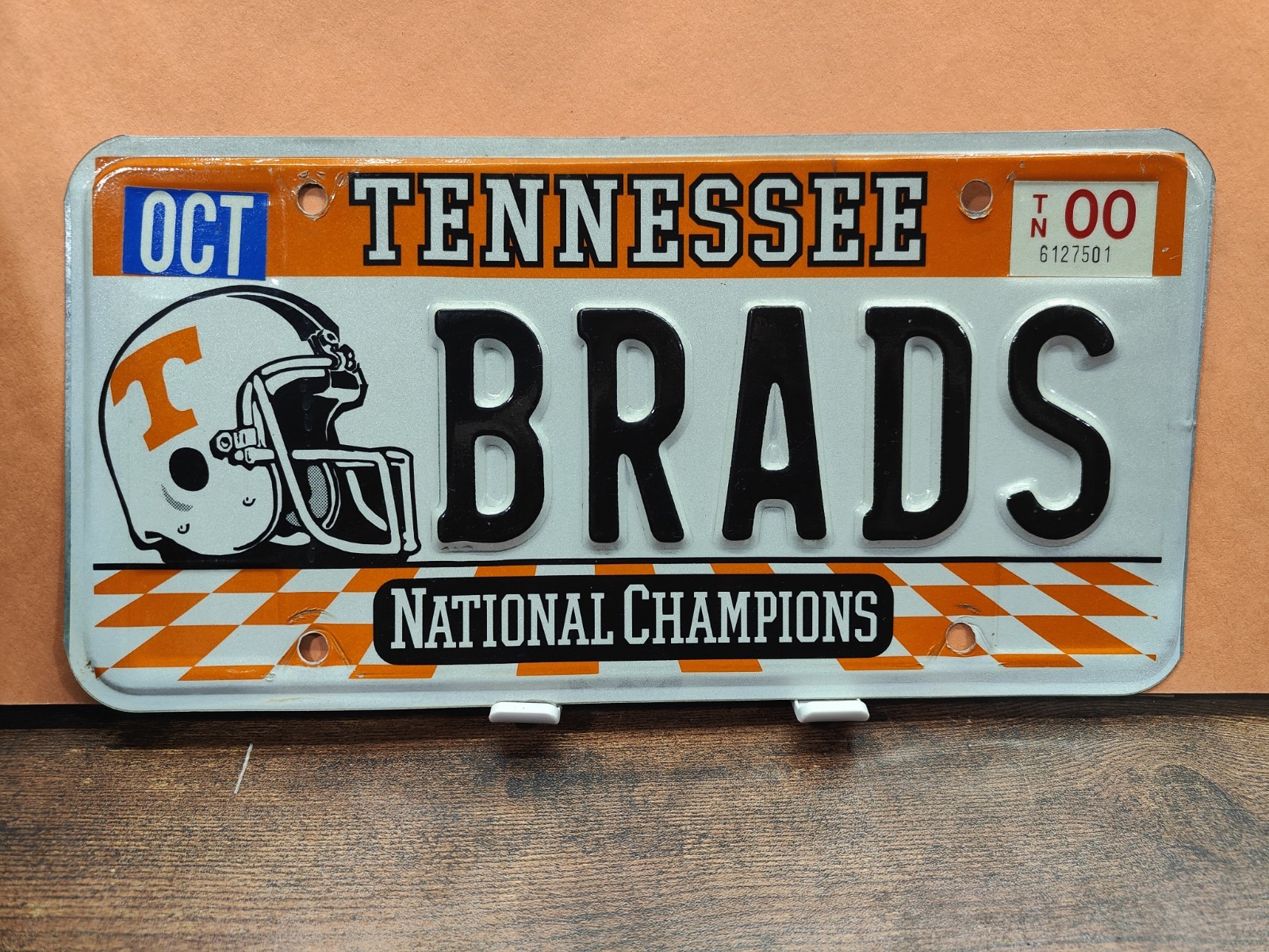 🟧Tennessee TN Tenn License Plate Tag 2000 🏈 National Champions VOLS Brad Name
