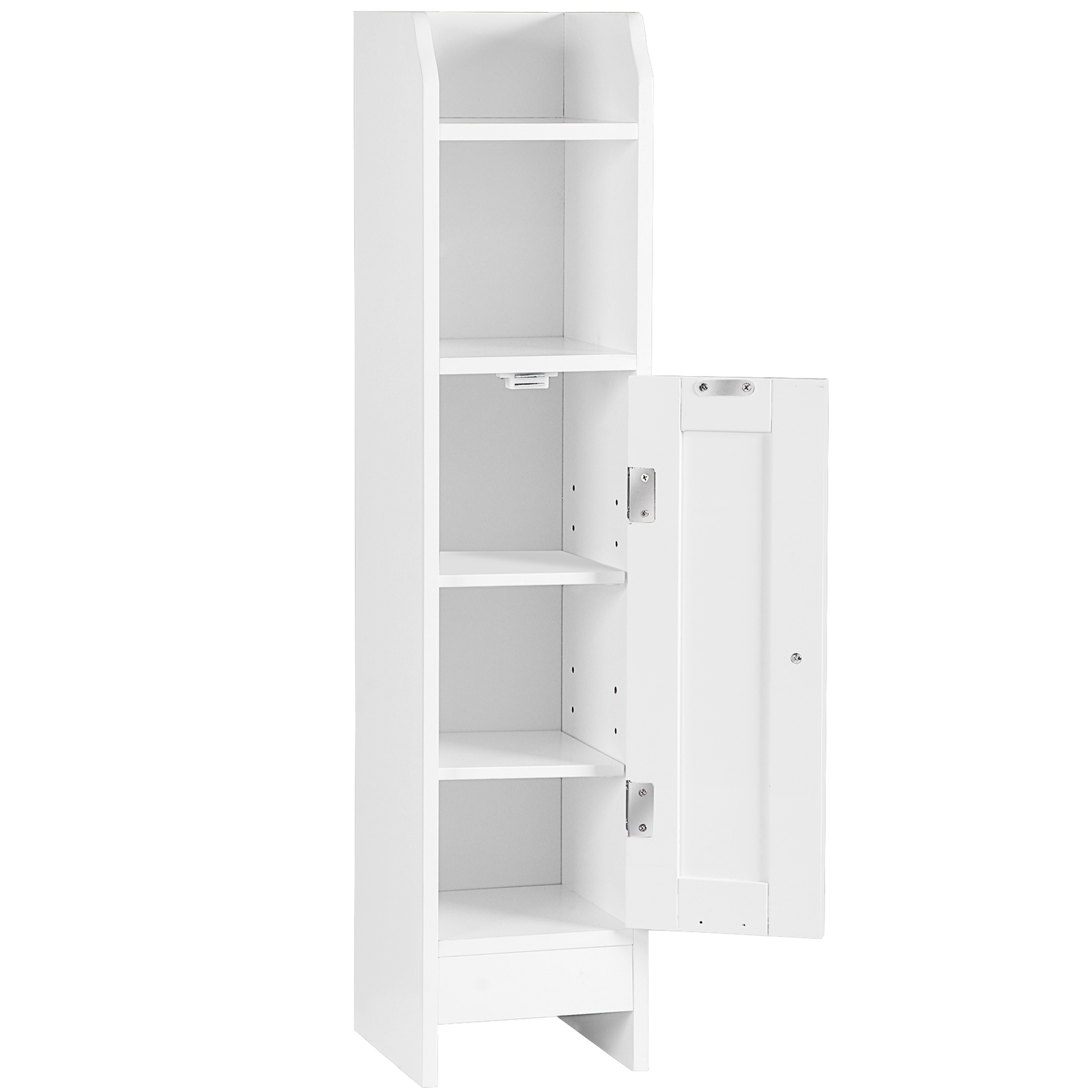 Small Bathroom Storage Cabinet White Floor Standing w/ Door & Shelves Storage
