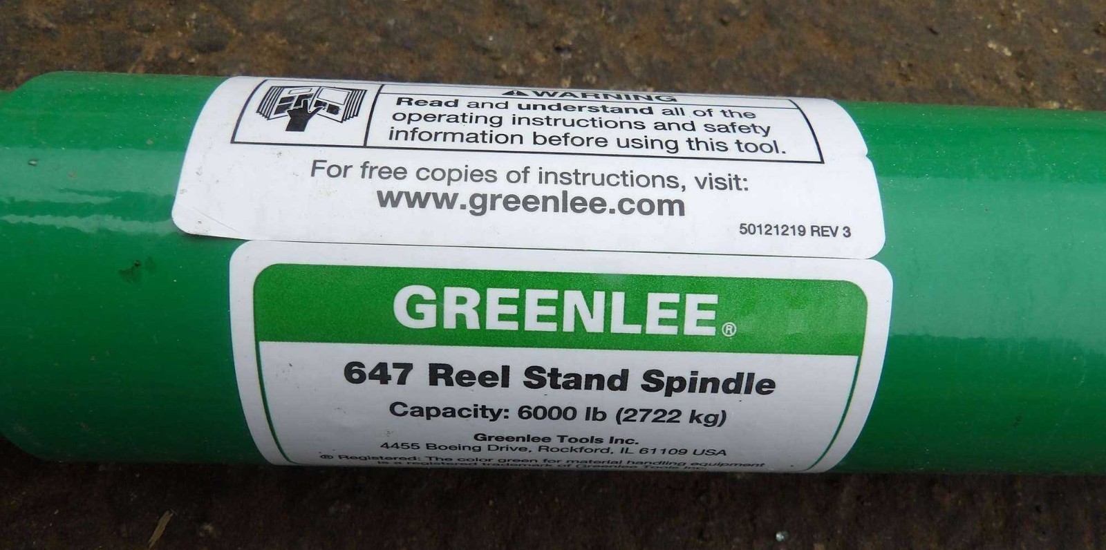 Greenlee 647 5C652 Reel Stand Spindle 62" x 2-3/8 x 2-1/2" Steel Heavy Duty NEW