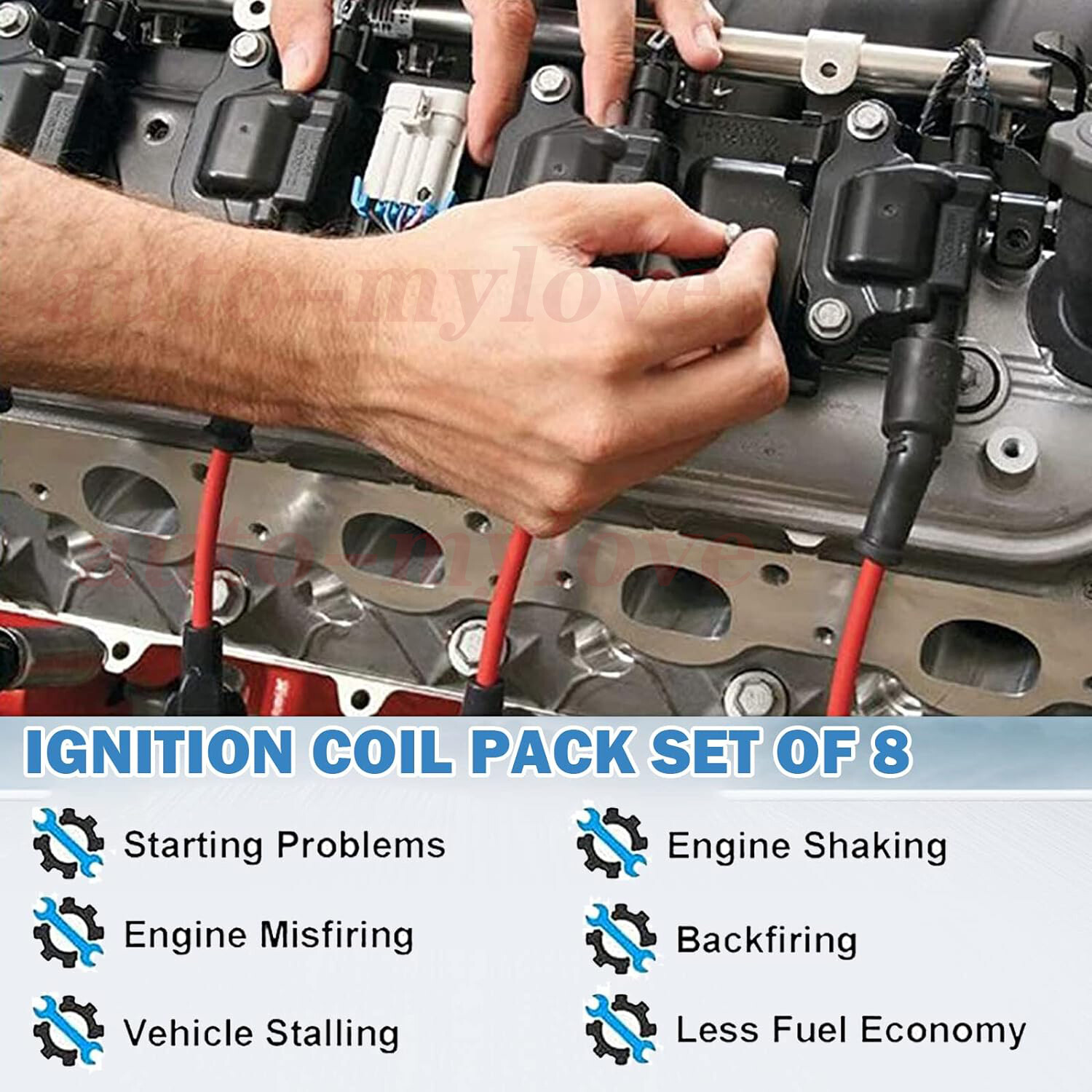 8* Ignition Coil+Spark Plug+Wire set For 5.3L 6.0L 6.2L Chevy Silverado 1500 GMC