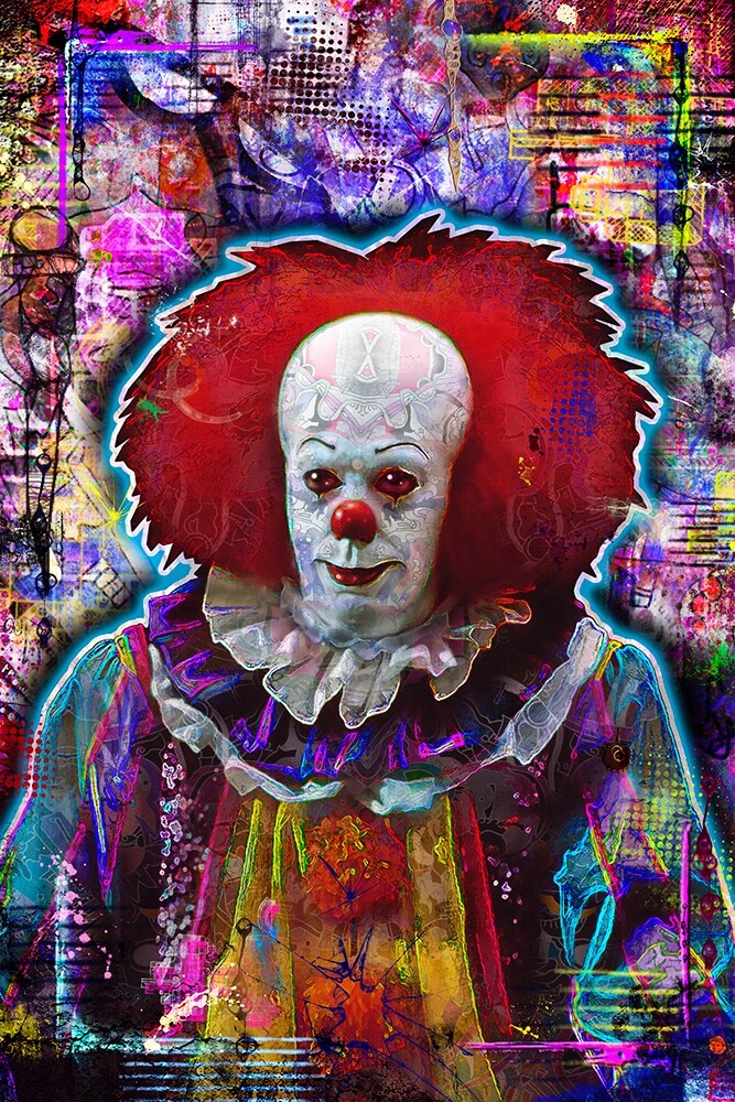 PENNYWISE from "IT" 12x18in Poster, Tim Curry as Pennywise Clown Print Free Ship