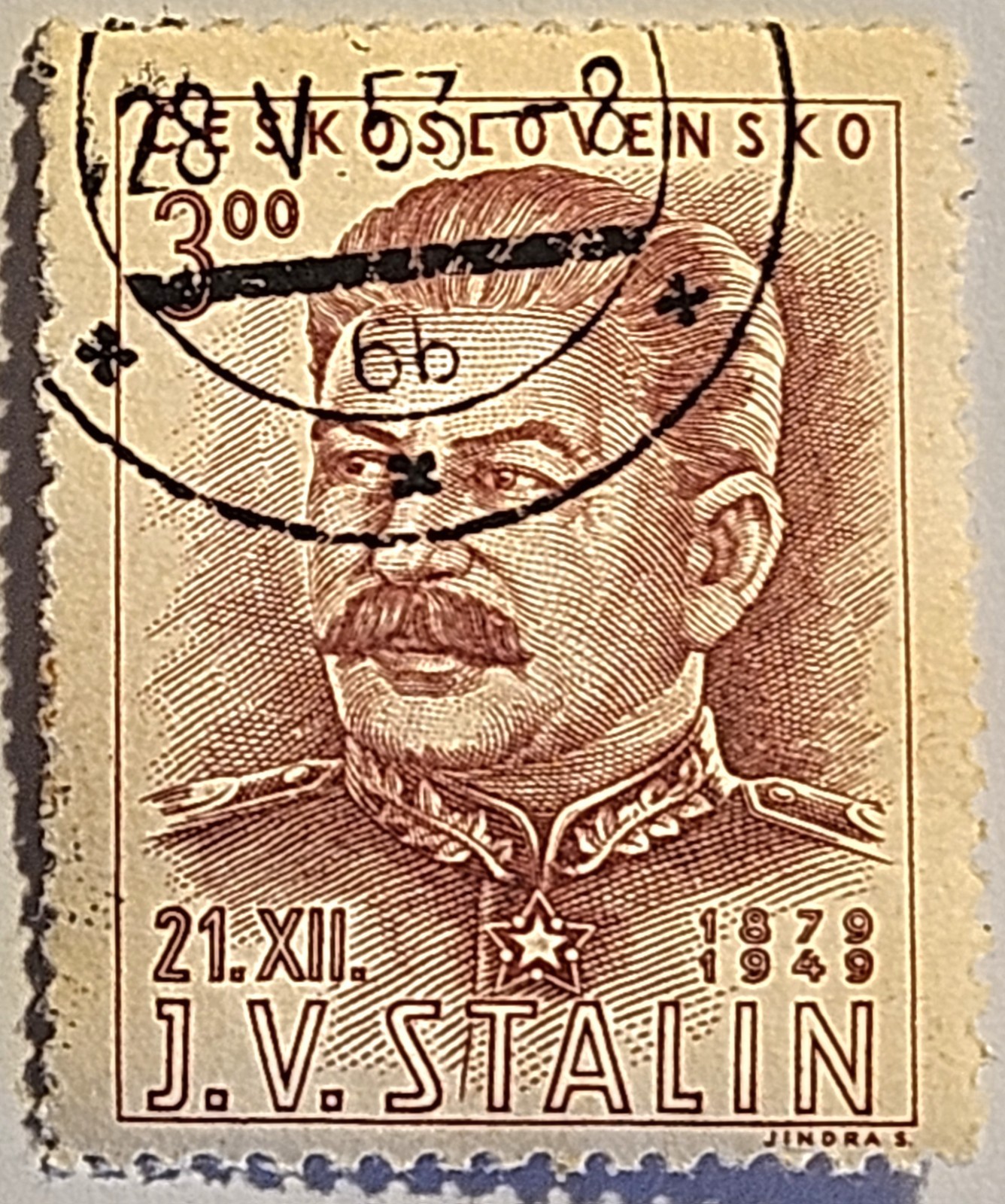 Czechoslovakia 1949, Joseph V. Stalin, CTO, NH-OG, Sc#400 Quick & FREE SHIPPING!