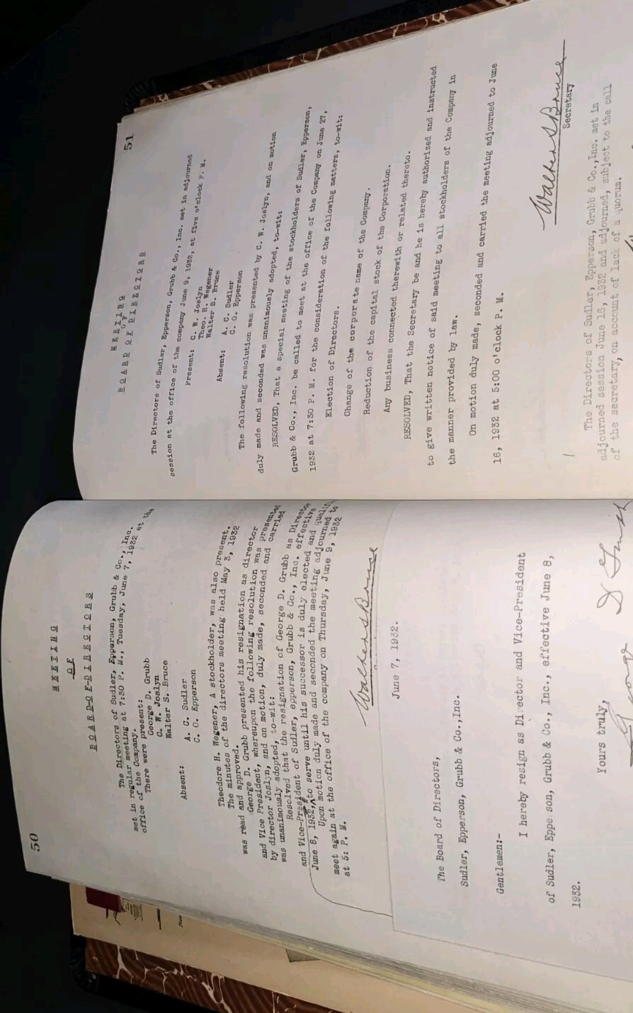 Board Of Directors Legal Minutes Sudler,Epperson,Grubb & Co. E.A. Pierce & Co