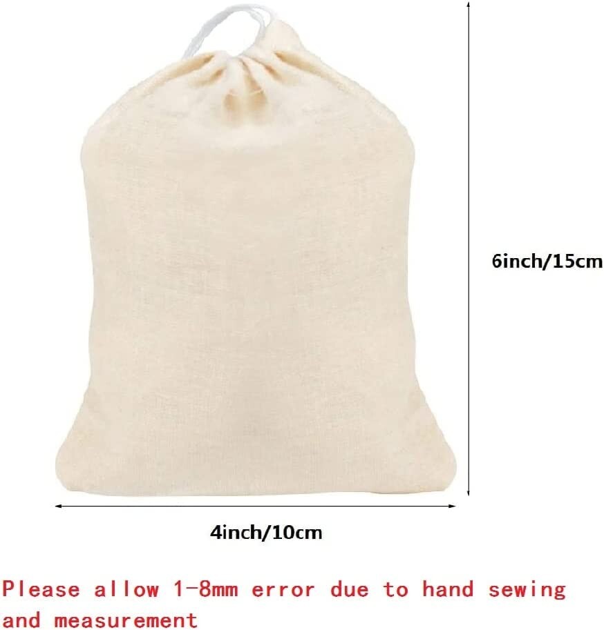 100 4x6 inch Cotton Muslin Drawstring Bags Wedding Party Favors