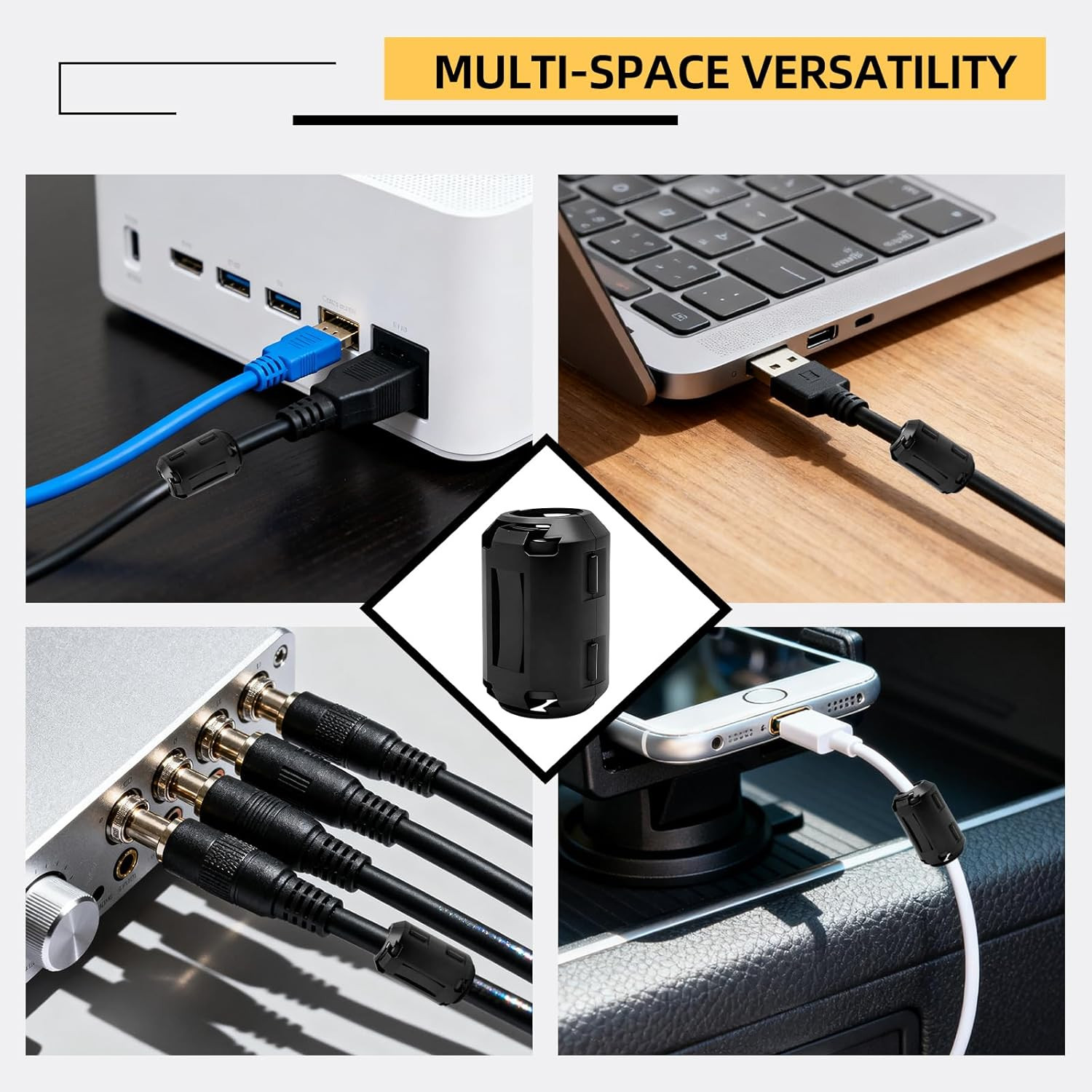 20PCS Clip-On Ferrite Beads RFI & EMI Noise Suppressor for 3–13mm Cables