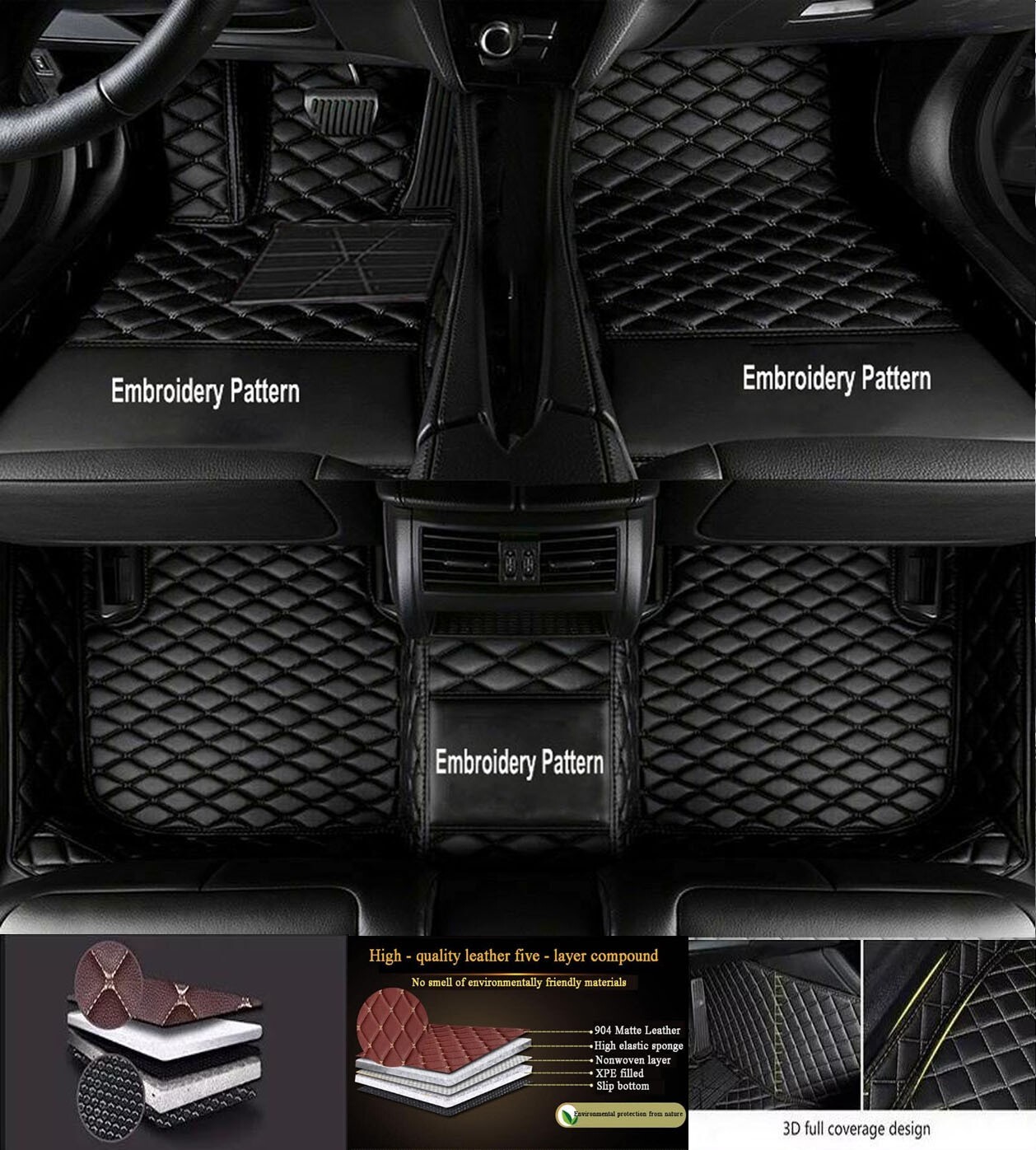 For Honda Accord 1998-2025 Front Rear Luxury Waterproof Carpets Car Floor Mats