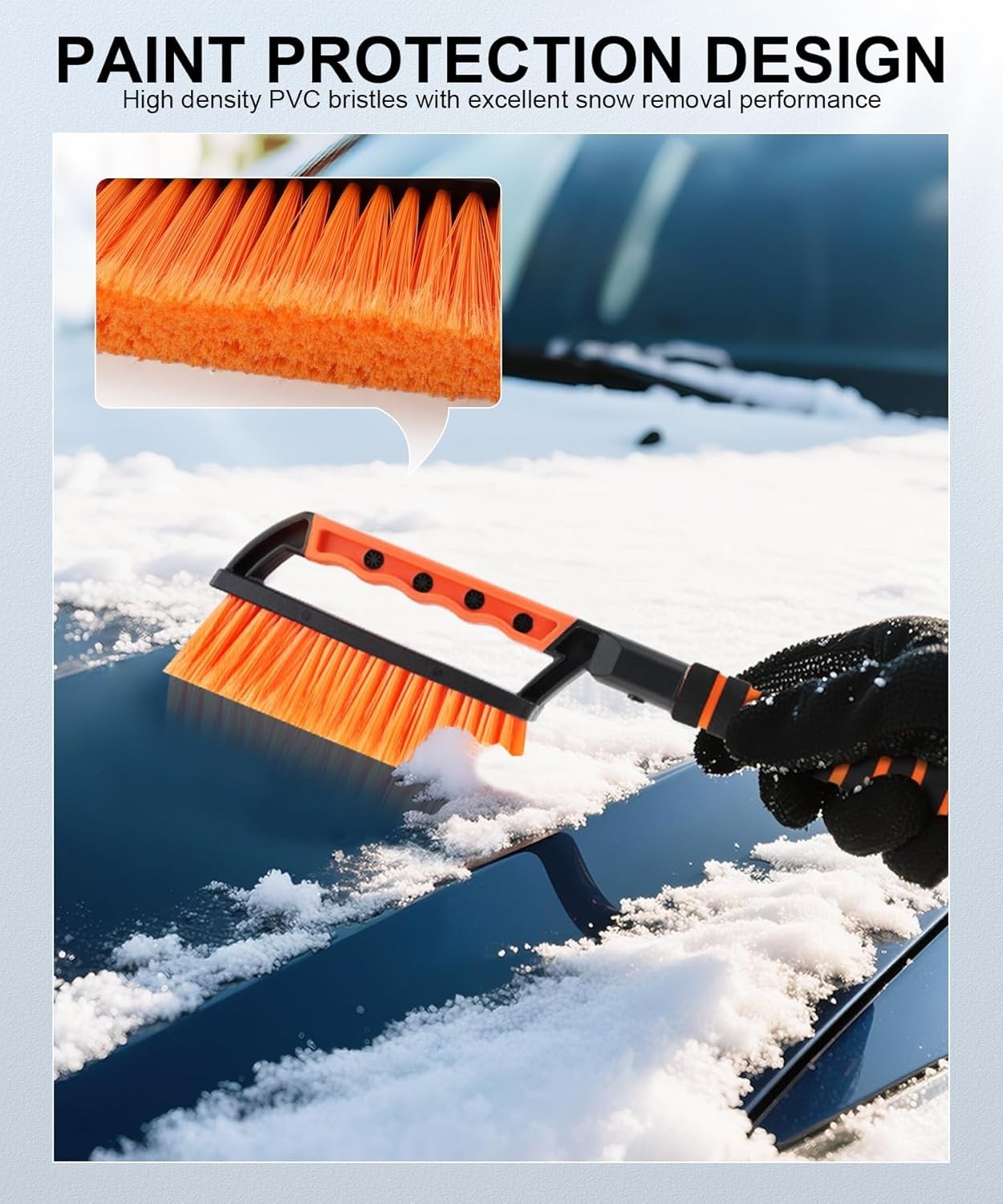 Ice Scraper Snow Brush for Car Windshield 2in1 Extendable Handle Winter Tool