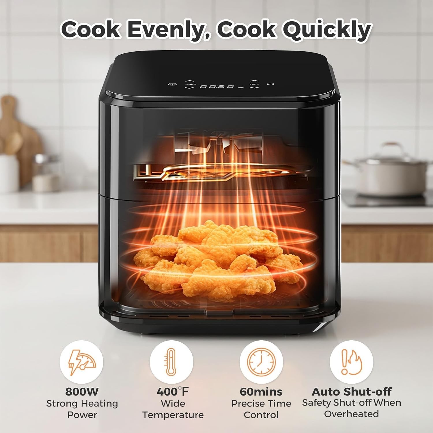 Home Eastwest 3QT Air Fryer,Small Air Fryer w/Digital PP Touch Panel,160℉- 400℉