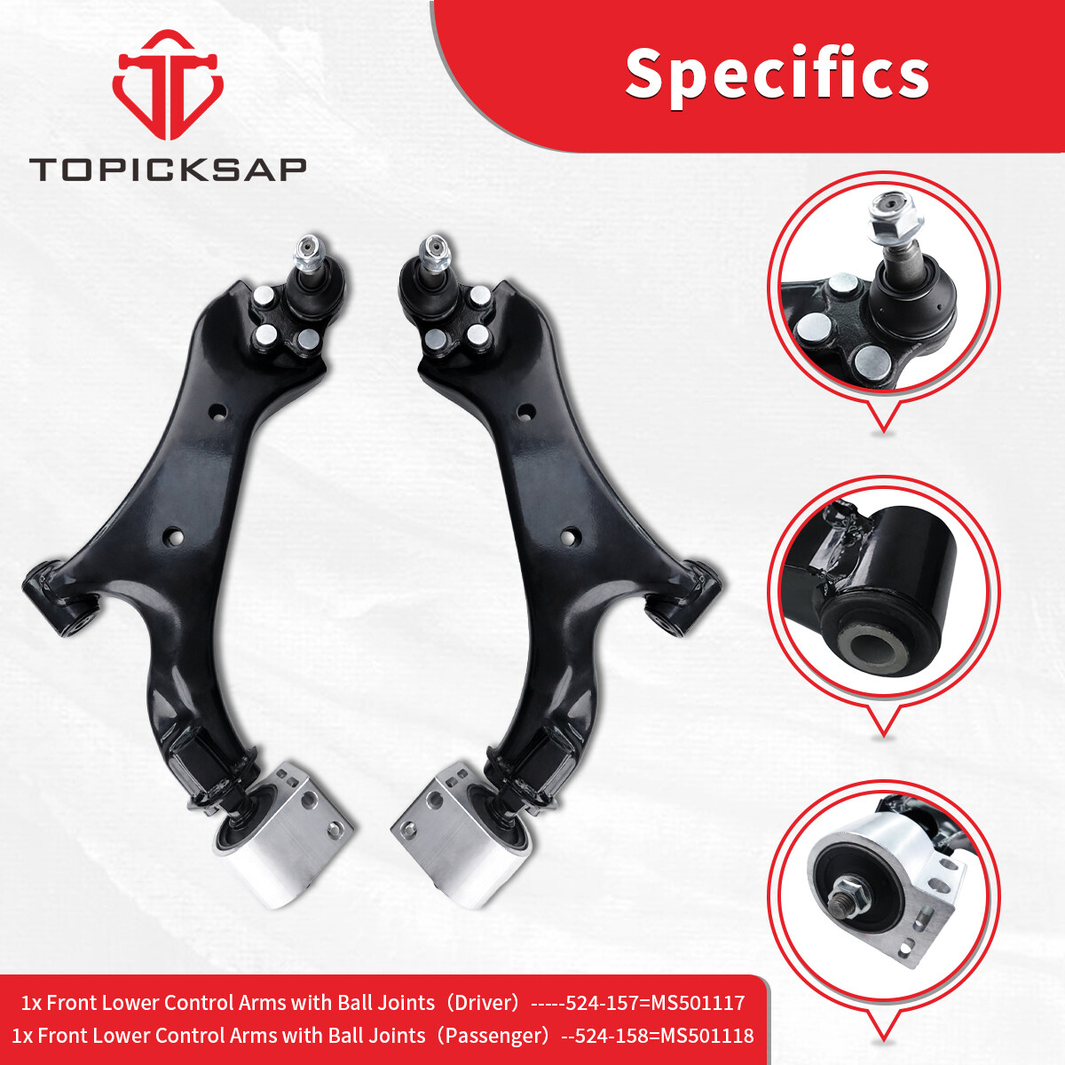 2Pcs Front Lower Control Arm Ball Joint For Chevy Equinox 2010-2017 GMC Terrain