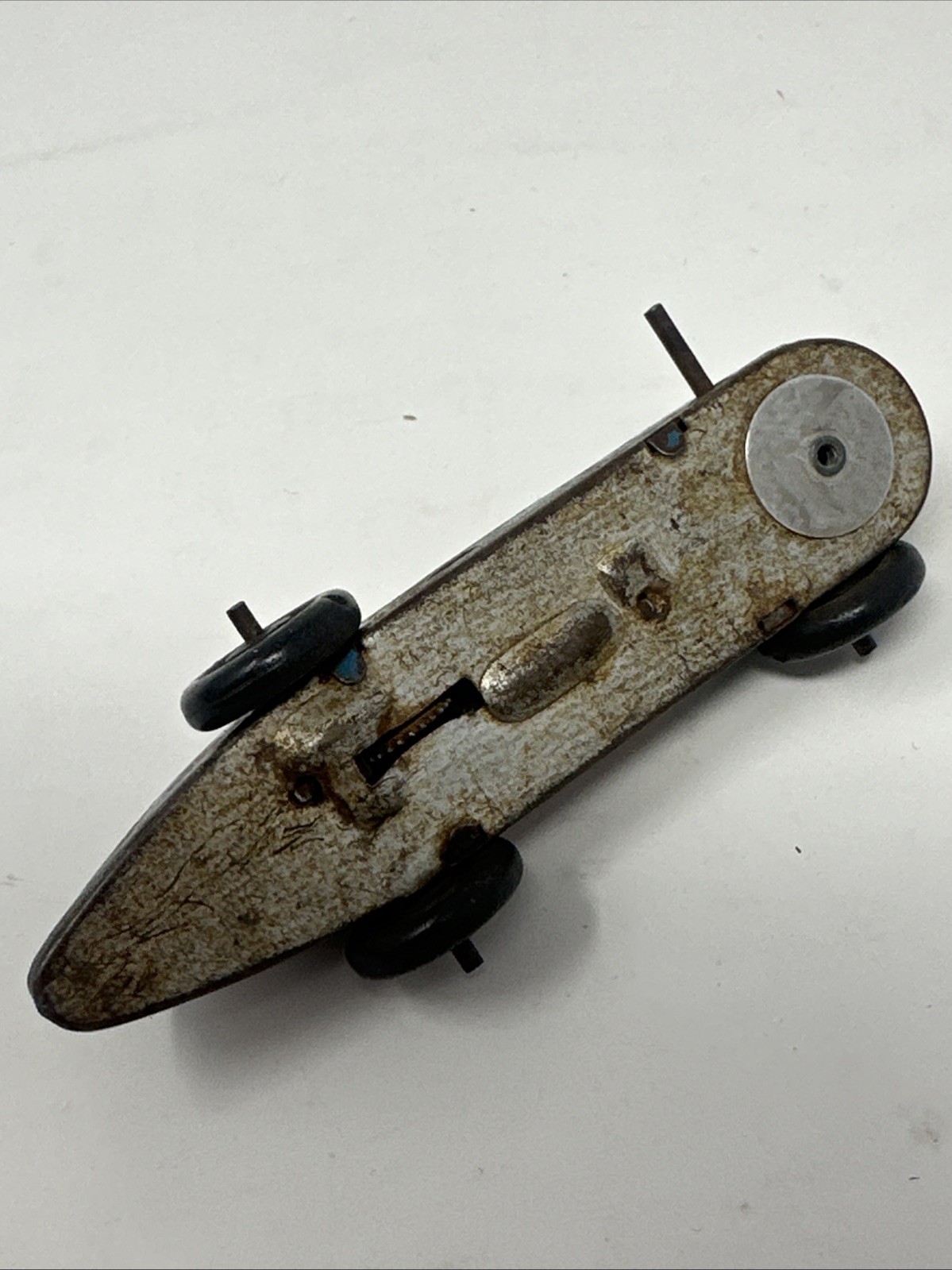 1947 Fawcett Comics Publications Captain Marvel Tin Wind-Up Racer-Blue #4-TLC