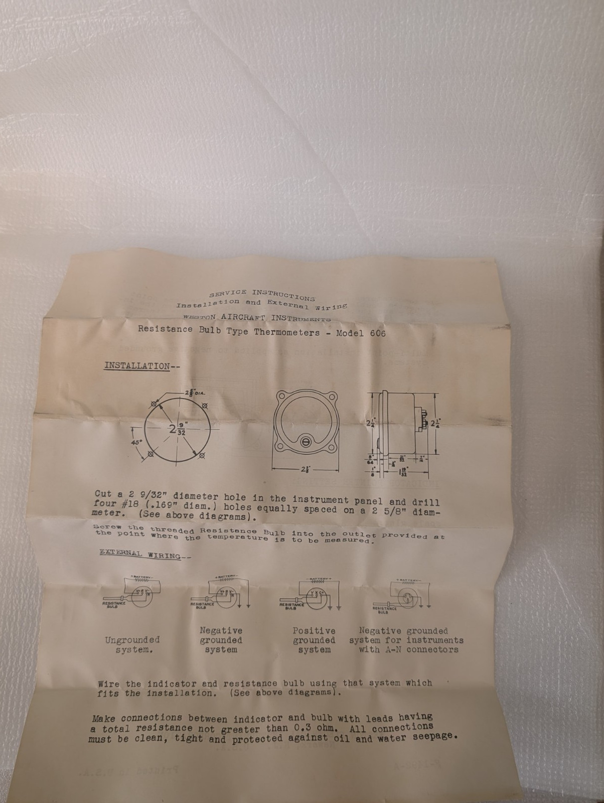 Weston Carb Temp Gauge Type 240-A , WWll RAF Aircraft Instrument NOS
