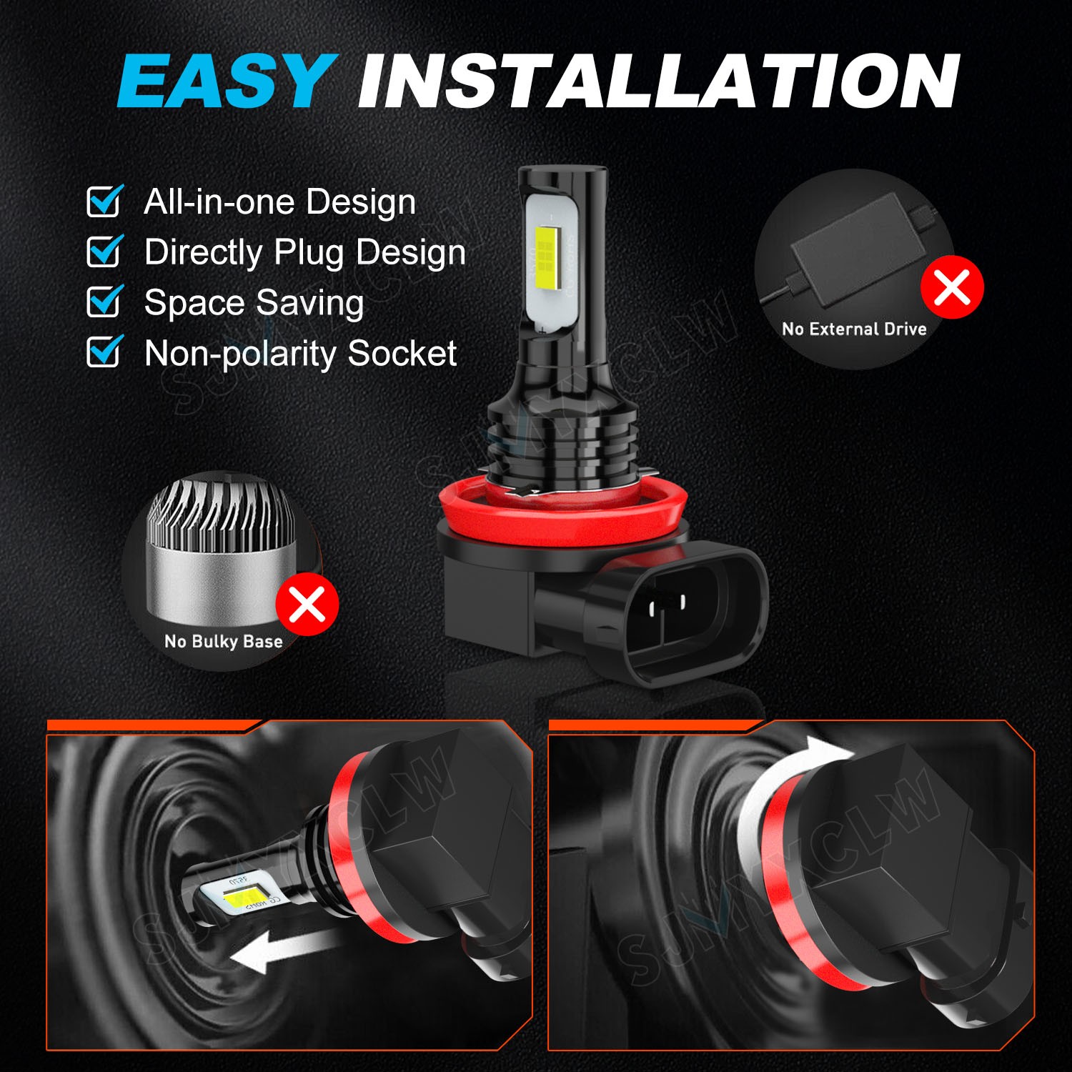 H11 H9 LED Headlight Super Bright Bulbs Kit 8000K White 330000LM High/Low Beam