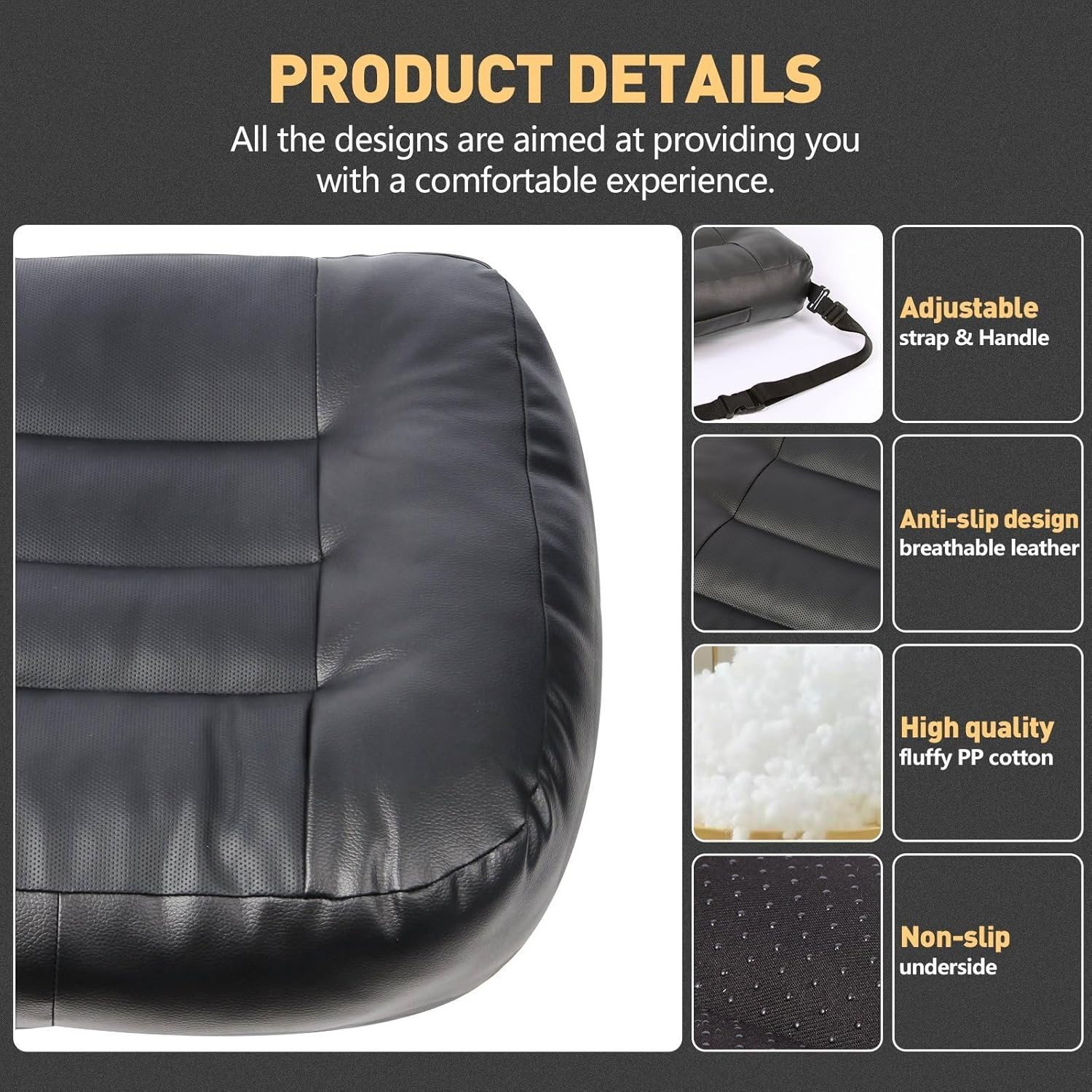 Booster Car Seat Cushion, Thick Leather Car Seat Cushion Pad for Adult to Raise