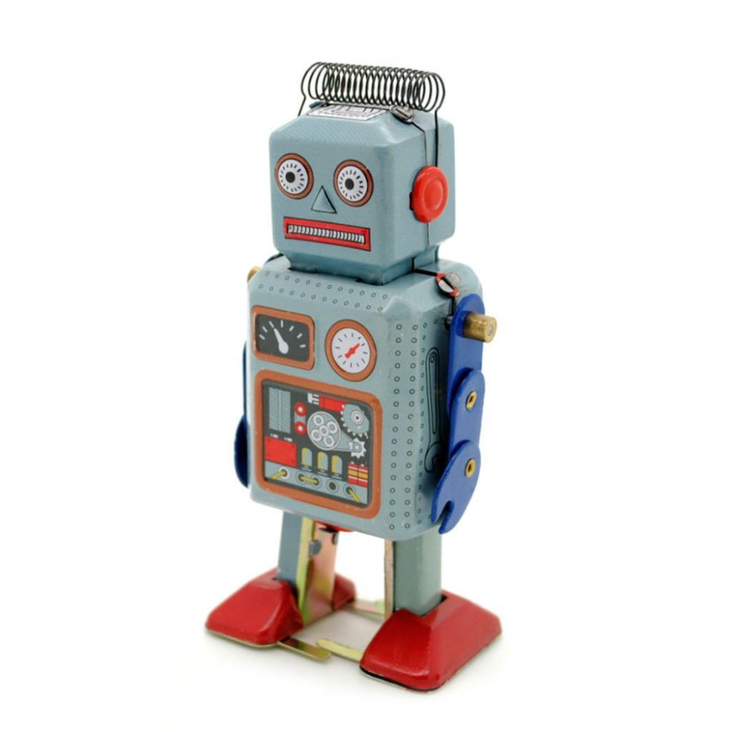 TIN TOY ROBOT 4.5" Wind Up Blue Litho Retro Collectible Cute Mini Radicon MS294