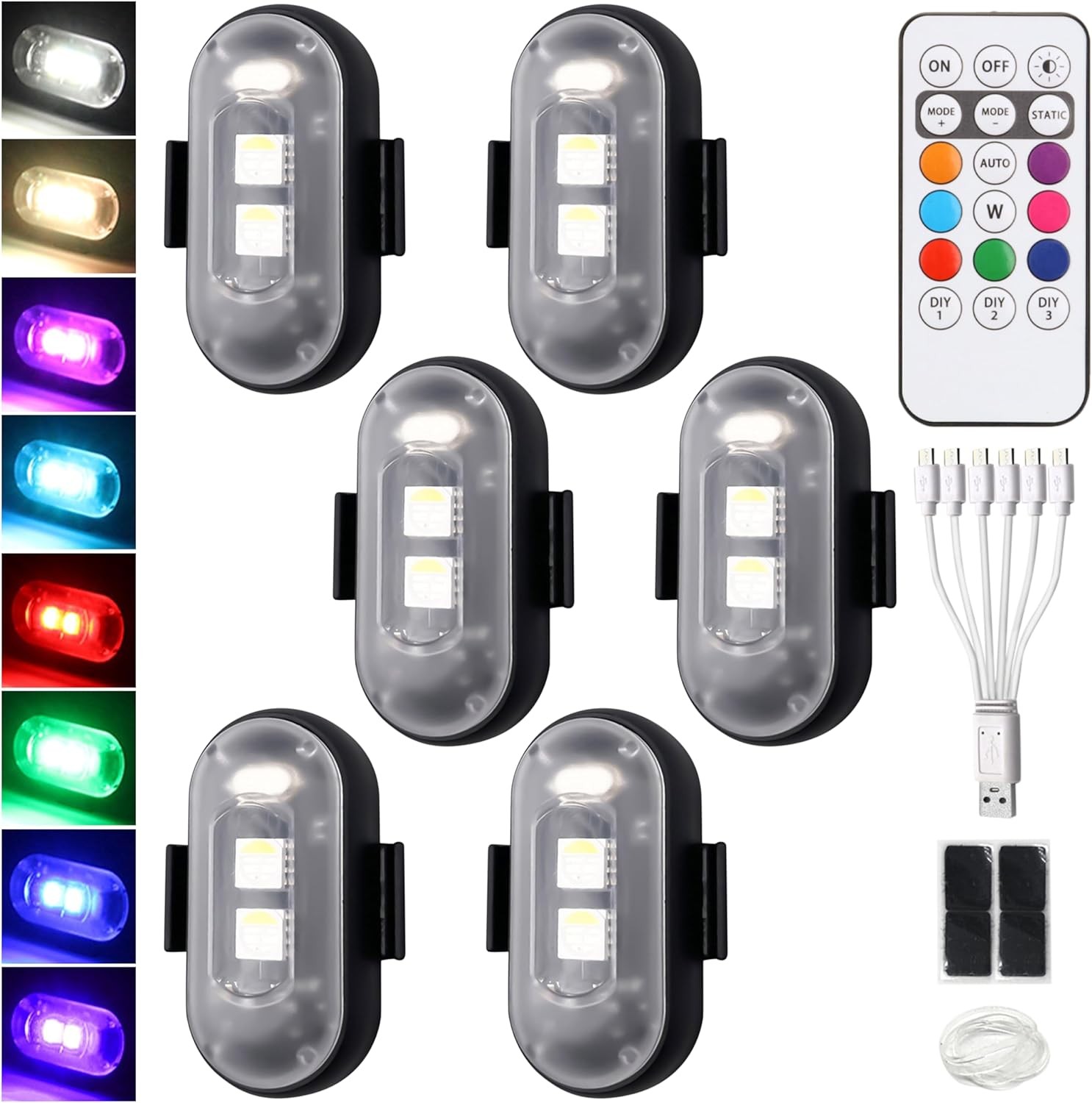 Wireless Magnetic Strobe LED Lights with Remote Control,8 Colors Waterproof