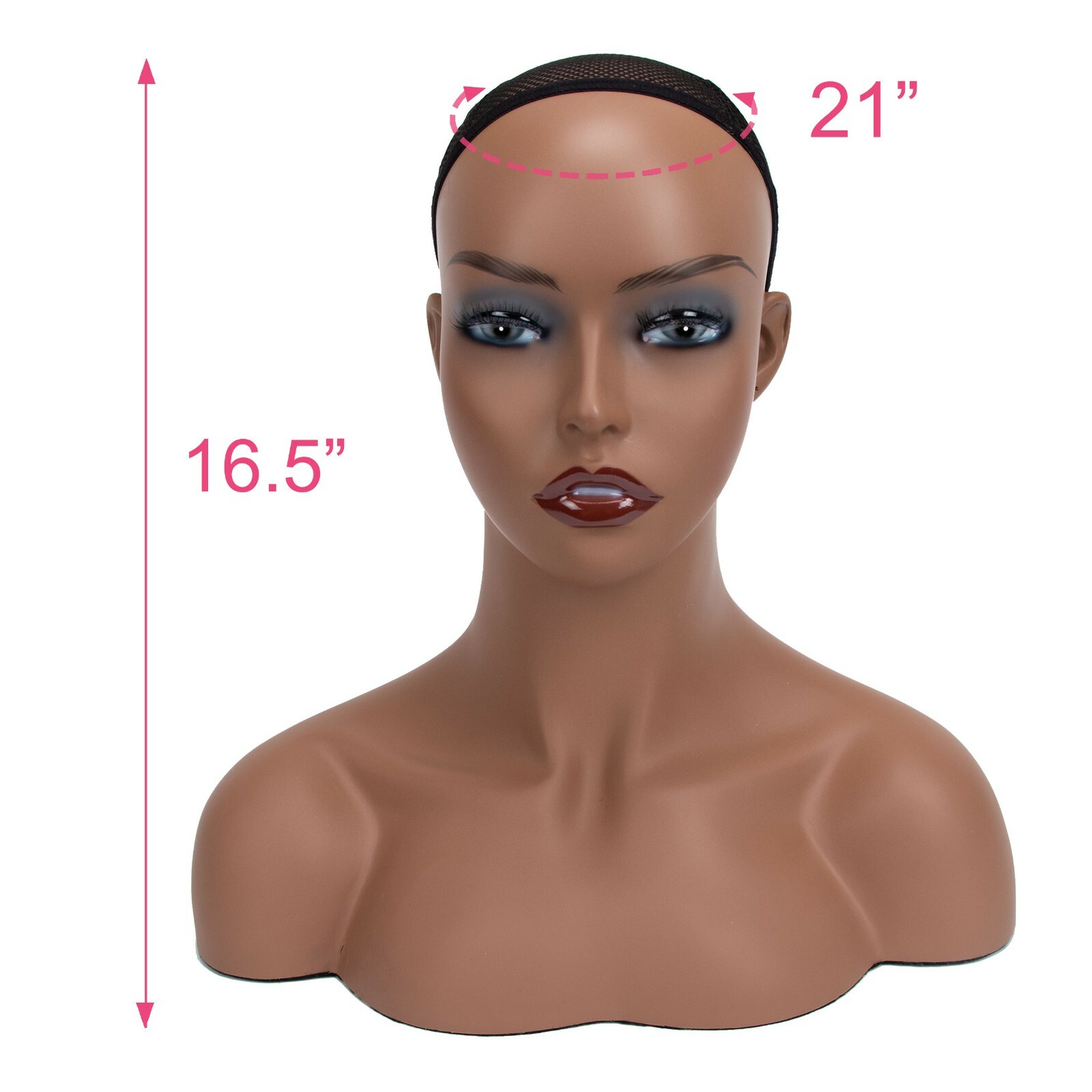 16.5" Realistic Mannequin Wig Head Manikin shoulder Bust Stand Display Hair DE-S