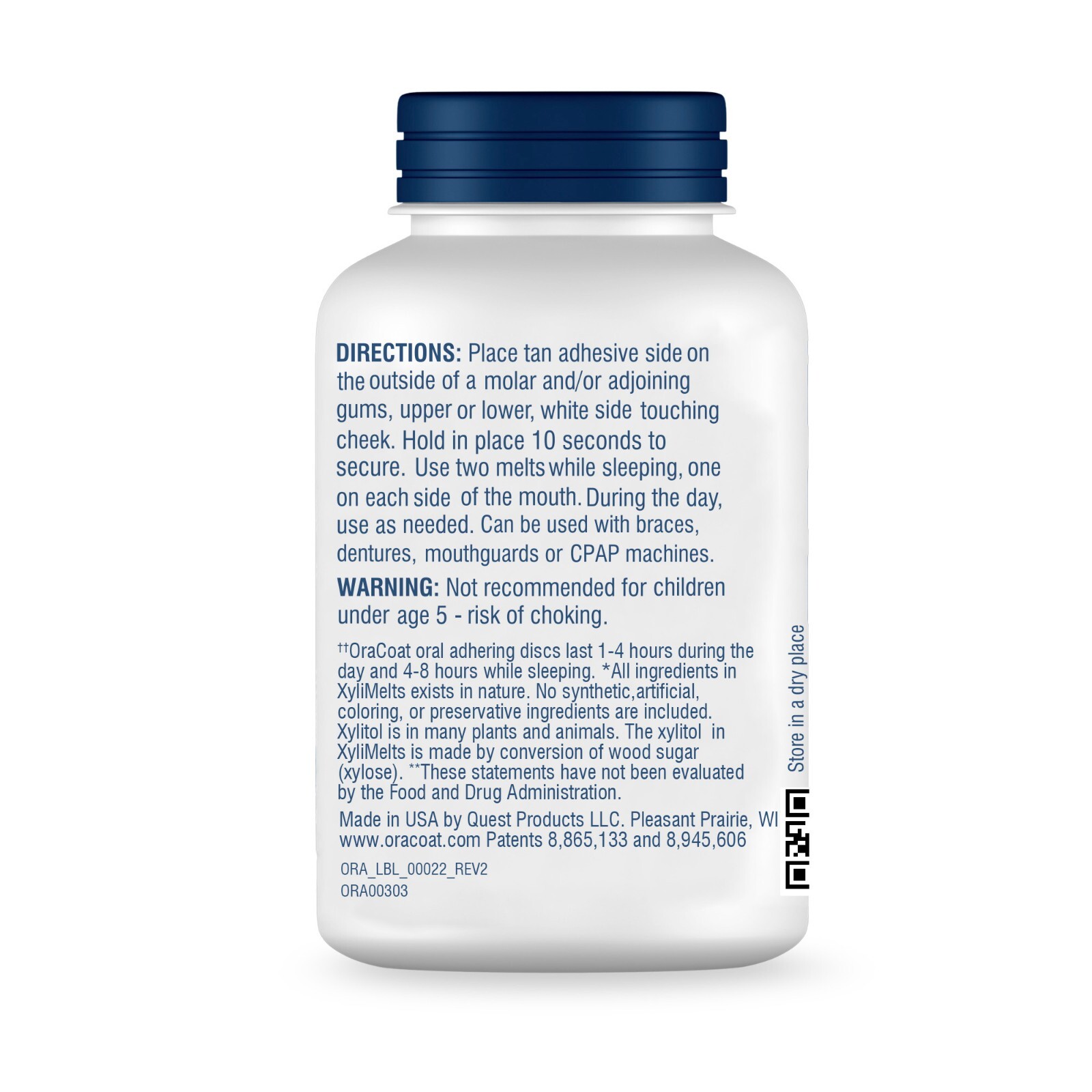 Oracoat Xylimelts for Dry Mouth, Mint Free, 80 Ct Box