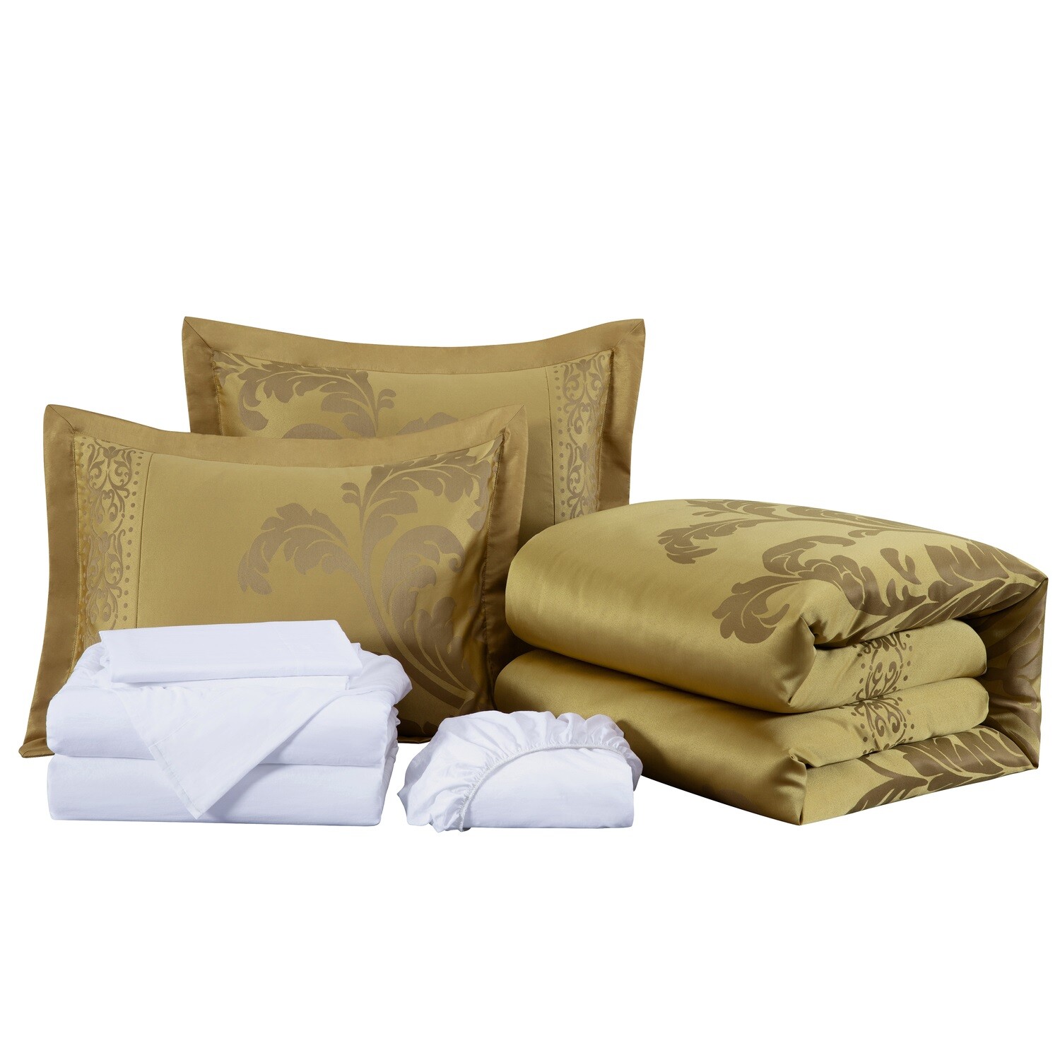 Chezmoi Collection 7-Piece Luxury Jacquard Floral Bed in a Bag Comforter Set